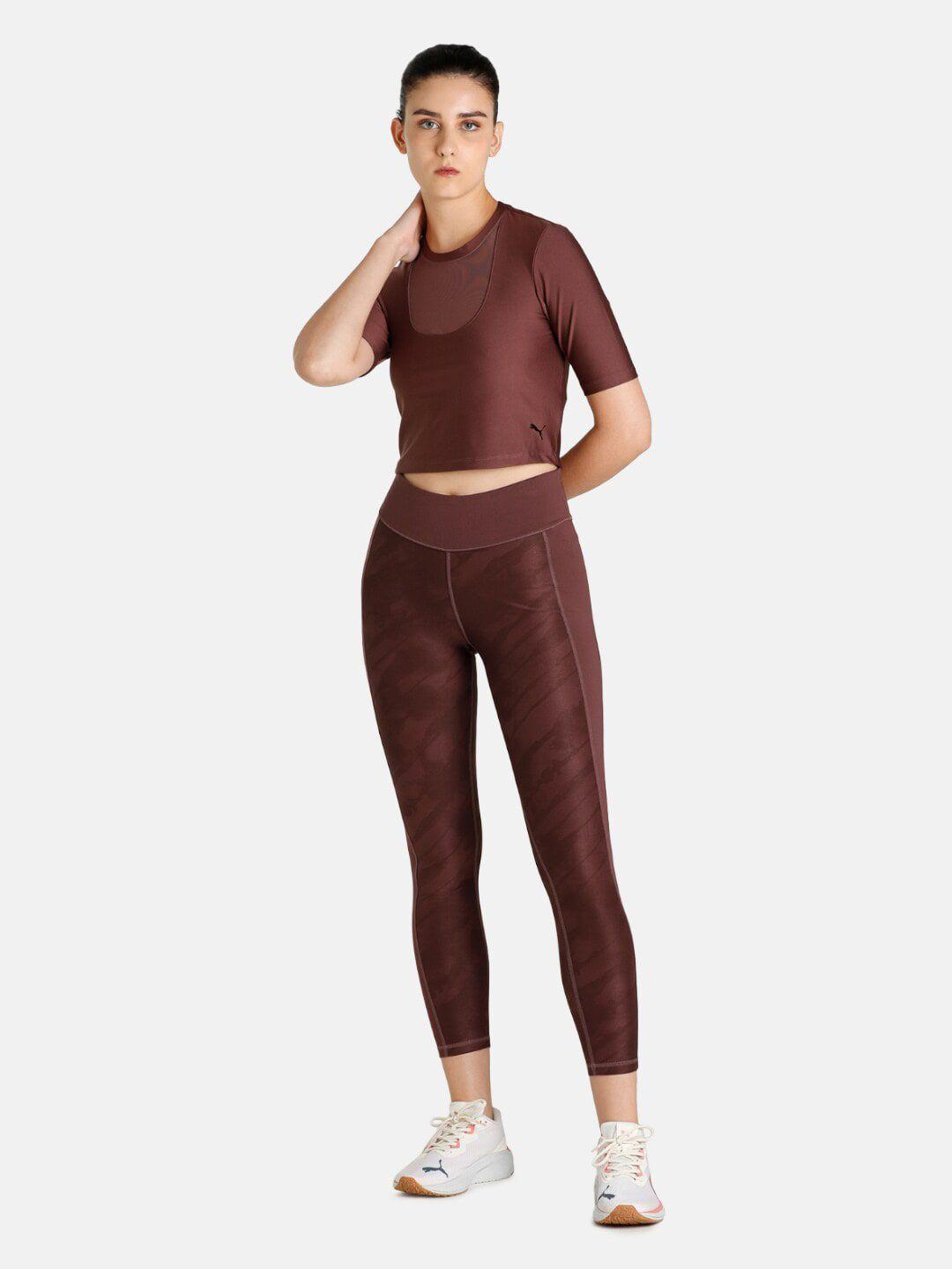 puma women brown safari glam fashion training top