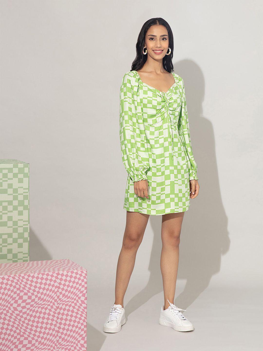 20dresses green geometric printed sheath dress