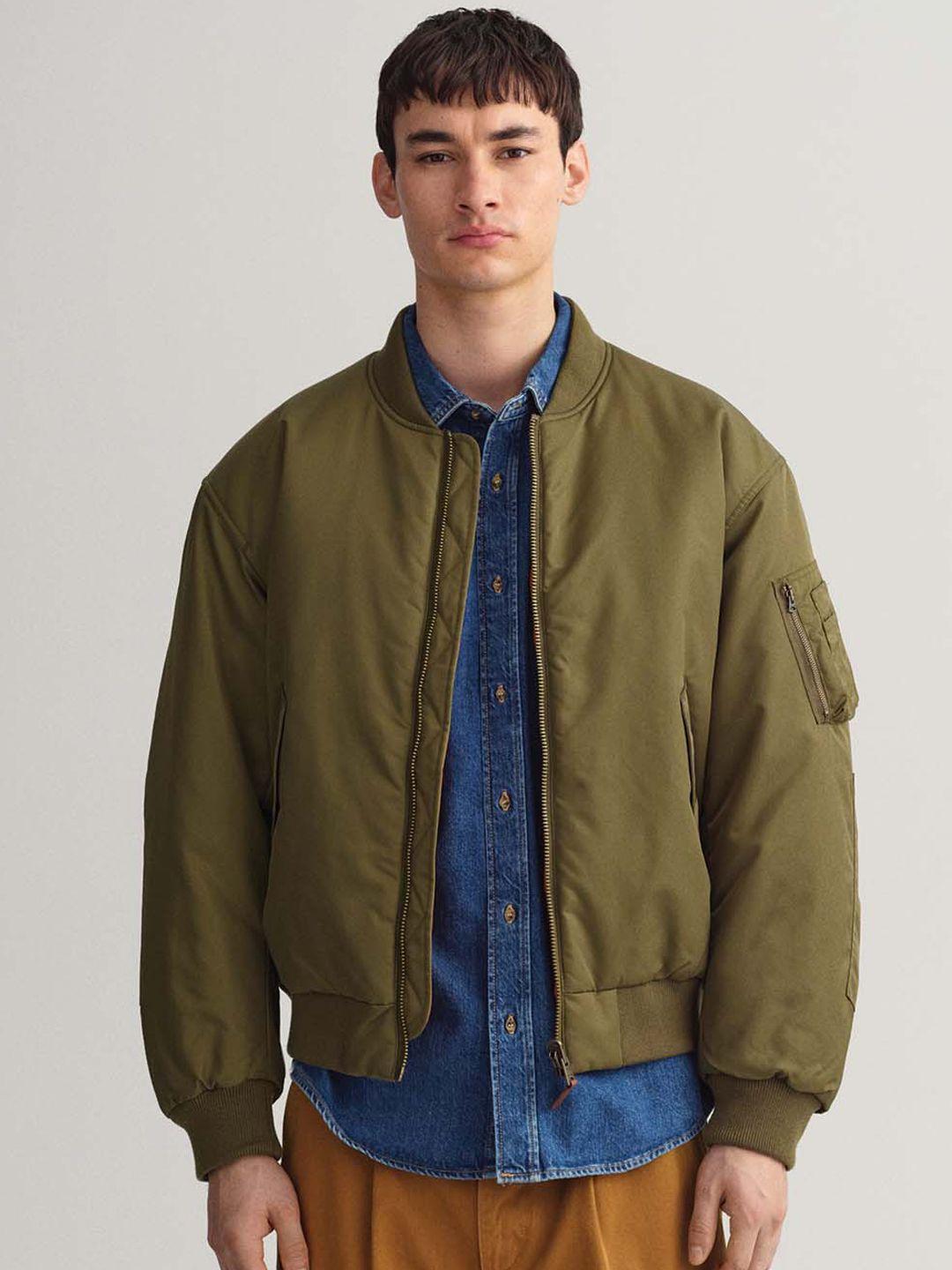 gant men green checked bomber jacket