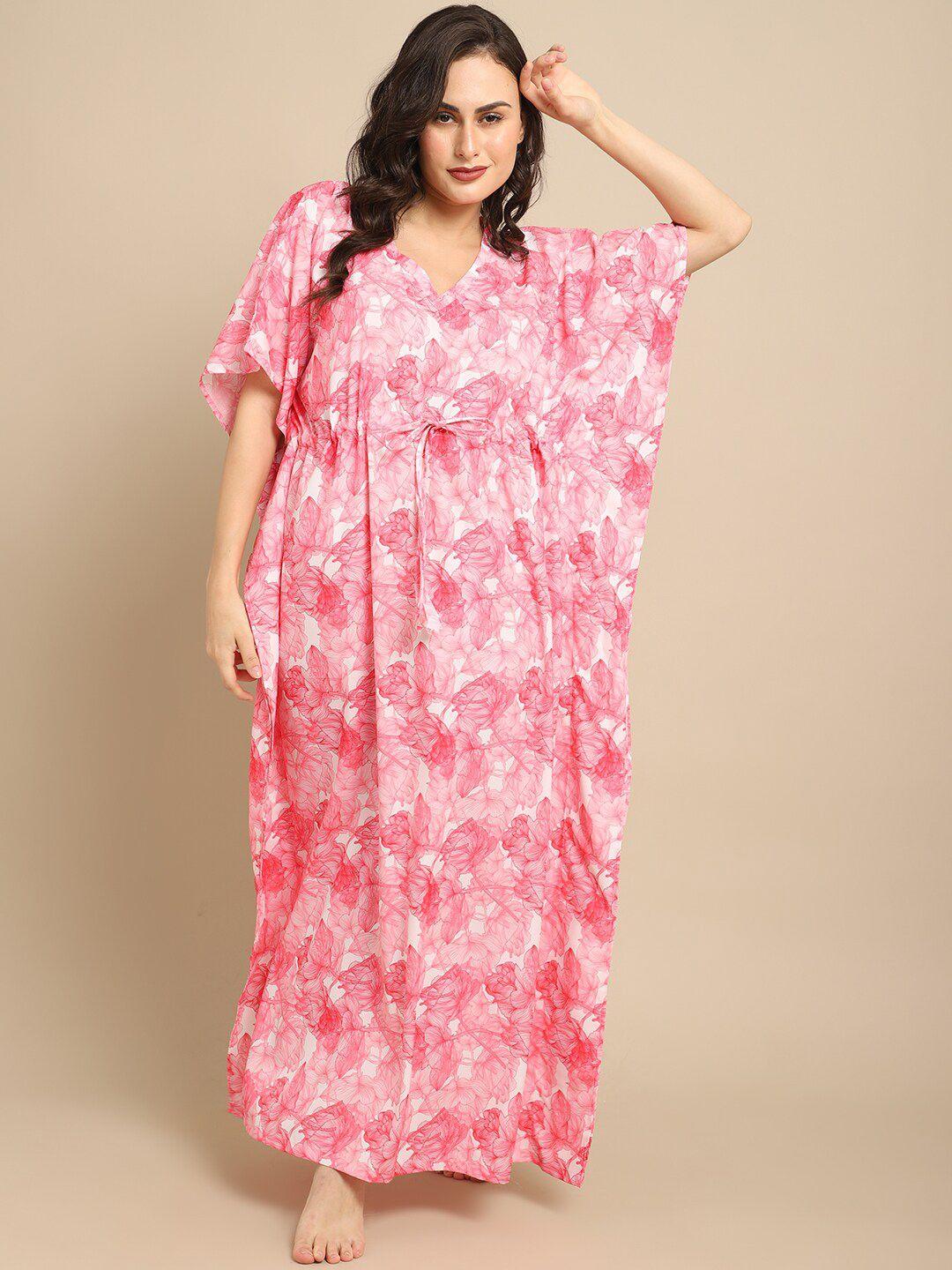 boston club pink printed kaftan maxi nightdress