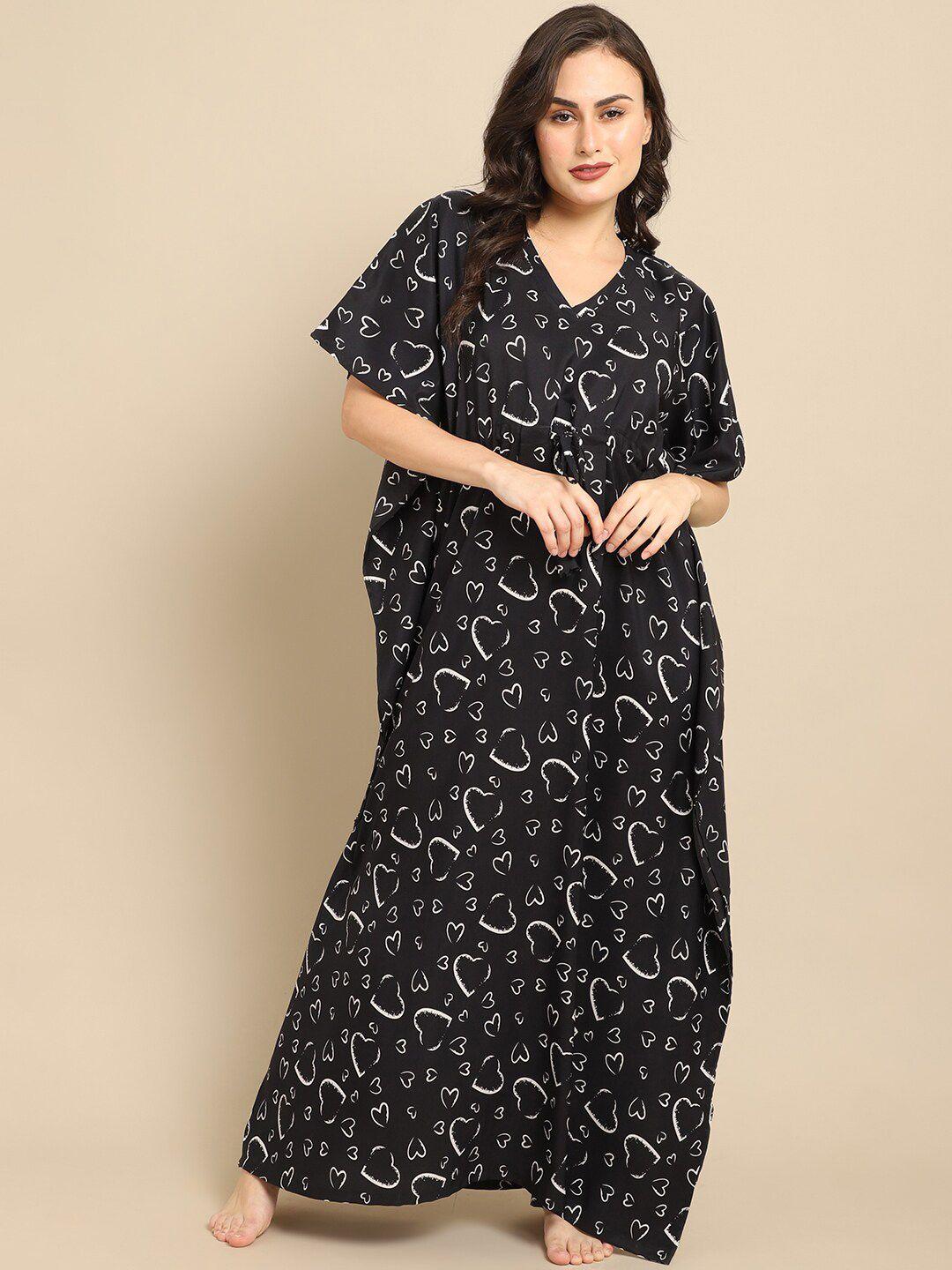 boston club black printed maxi nightdress