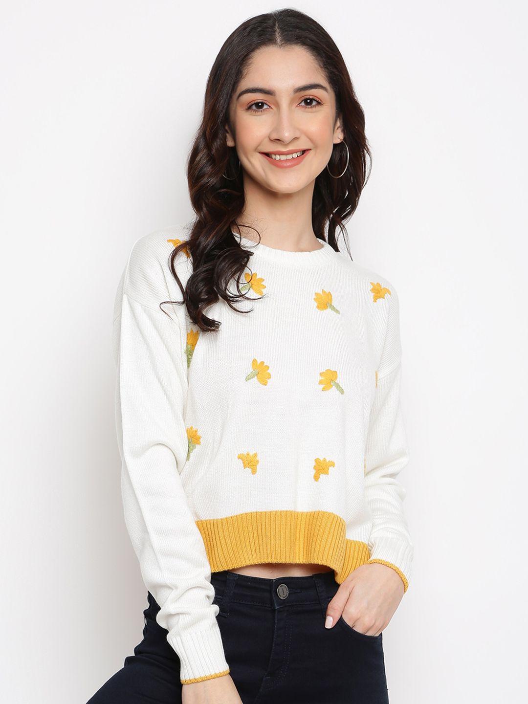 latin quarters women white floral pullover sweater