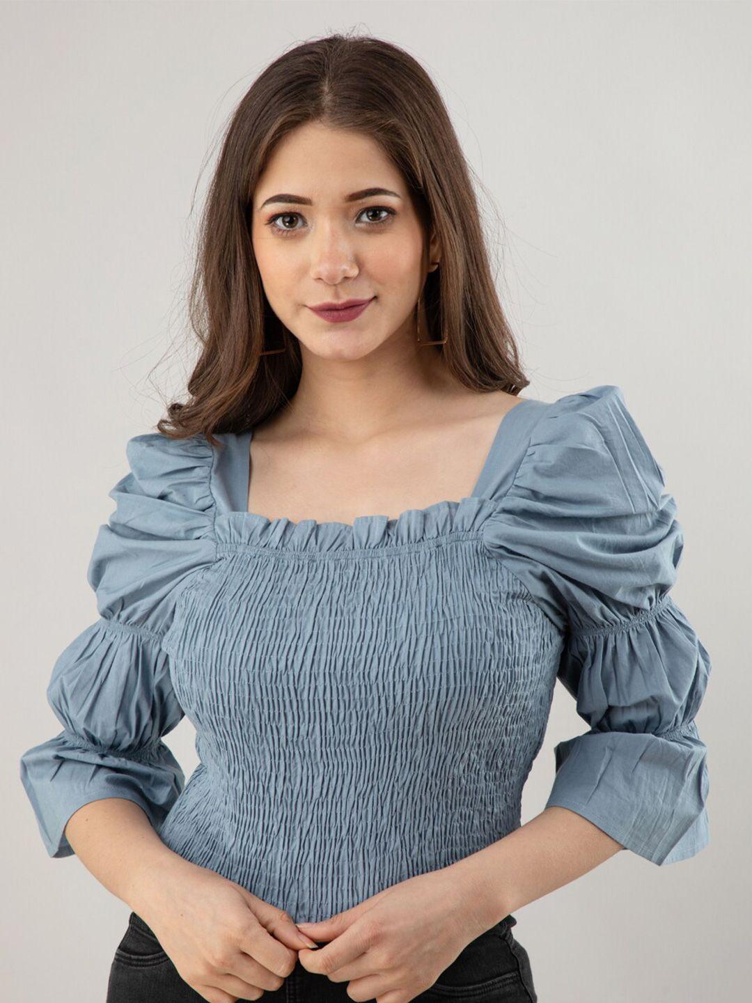 pretty loving thing women blue smocking top