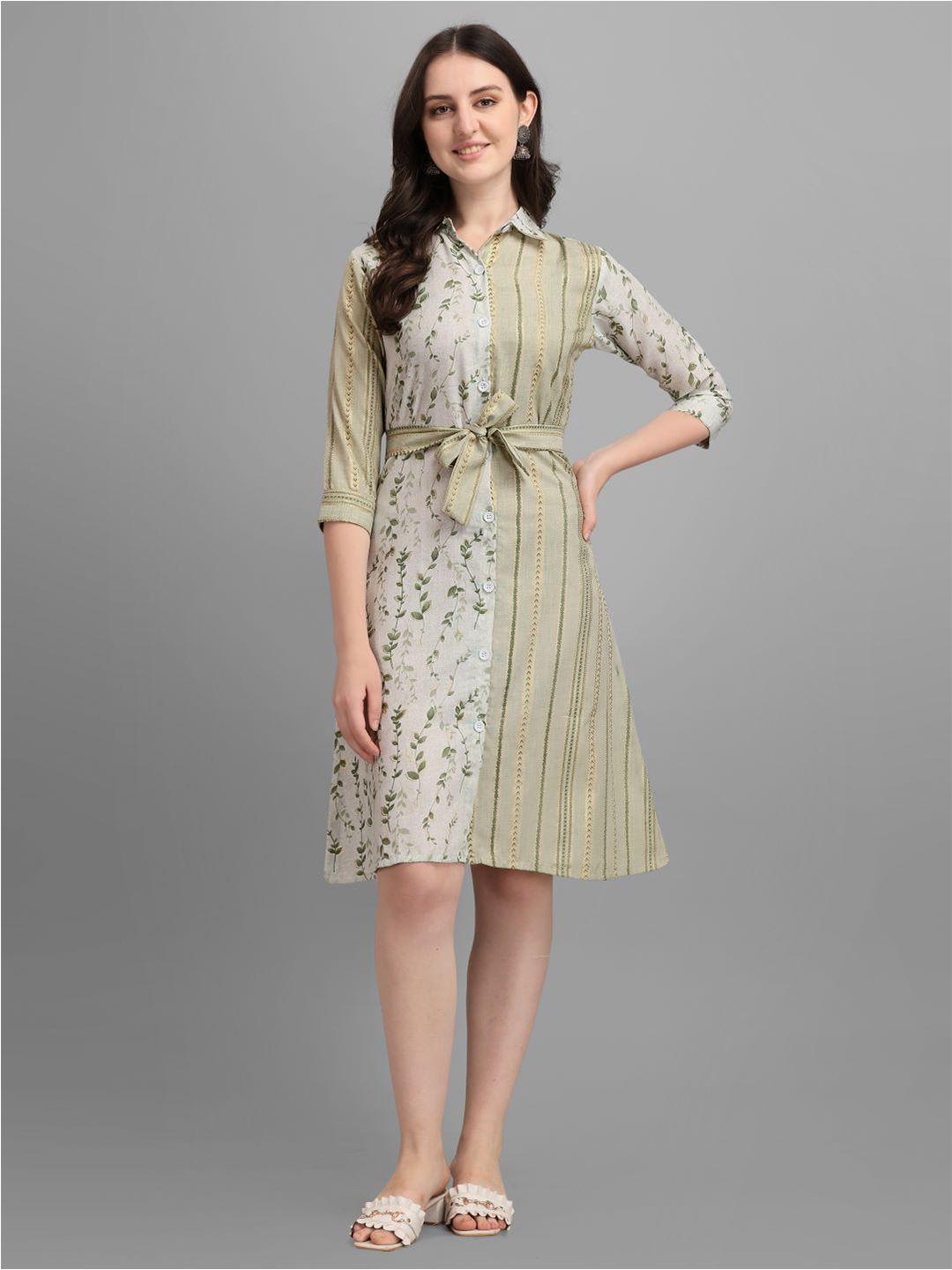 gufrina green floral shirt dress