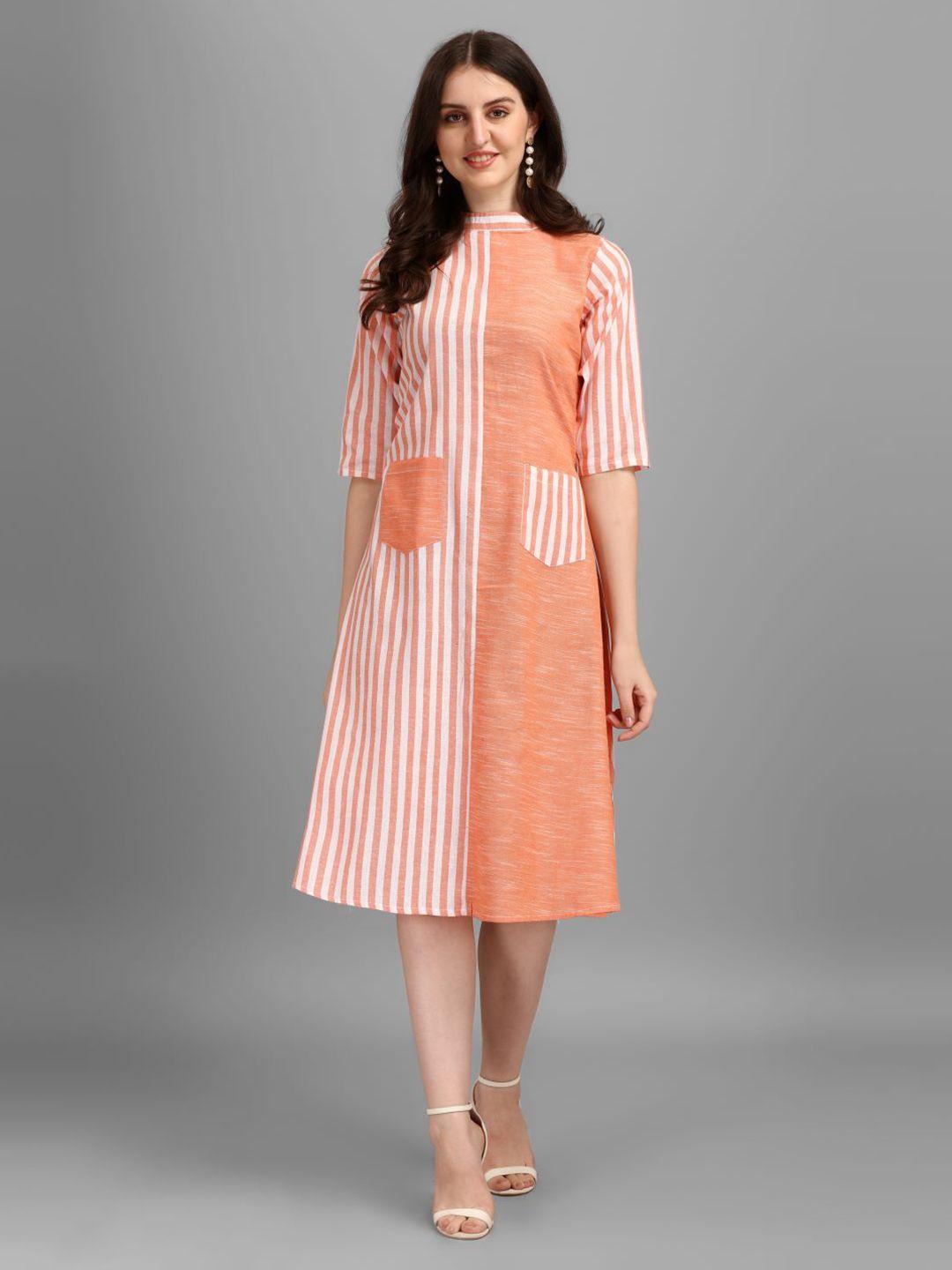 gufrina women orange striped a-line midi dress