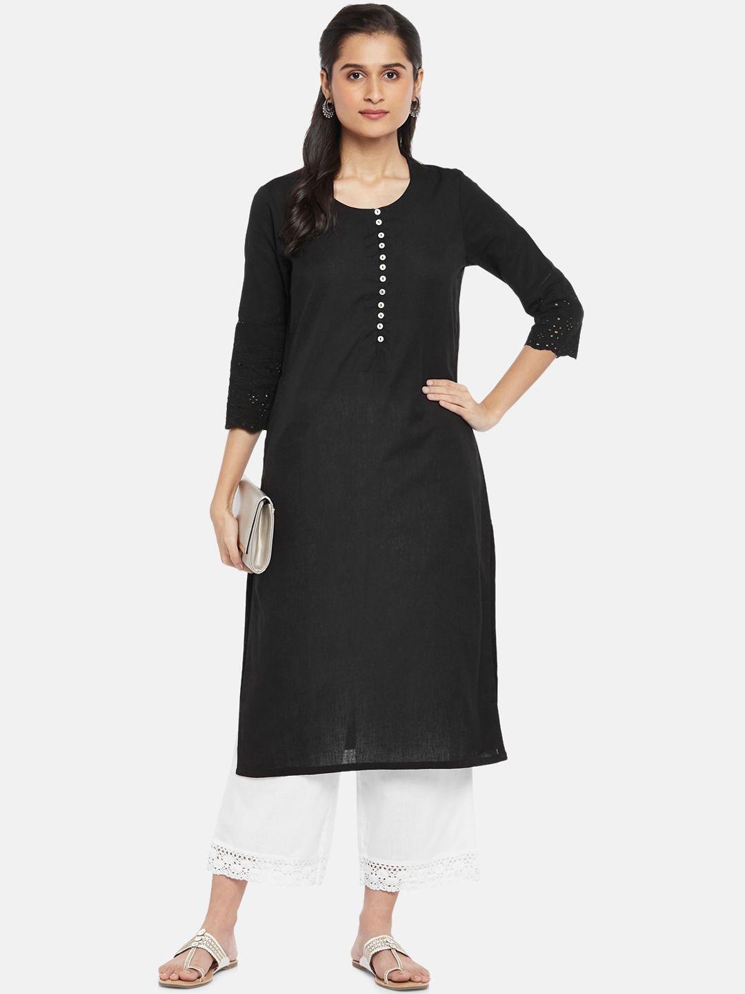 rangmanch by pantaloons women black kurta