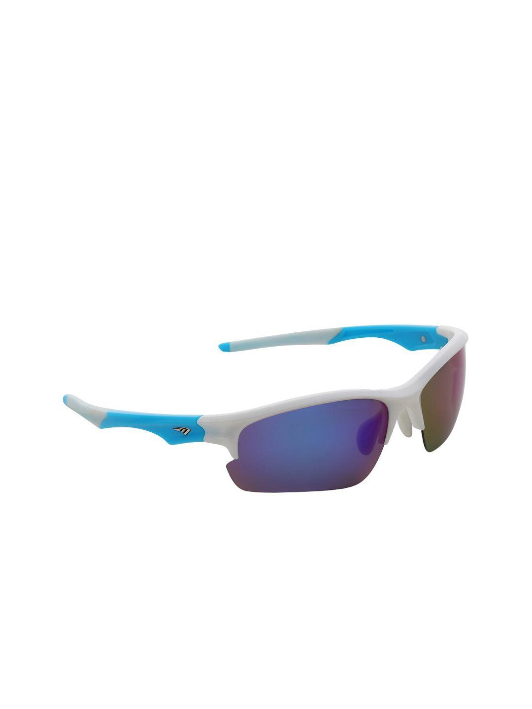 charles london men blue lens & white sports sunglasses with uv protected lens