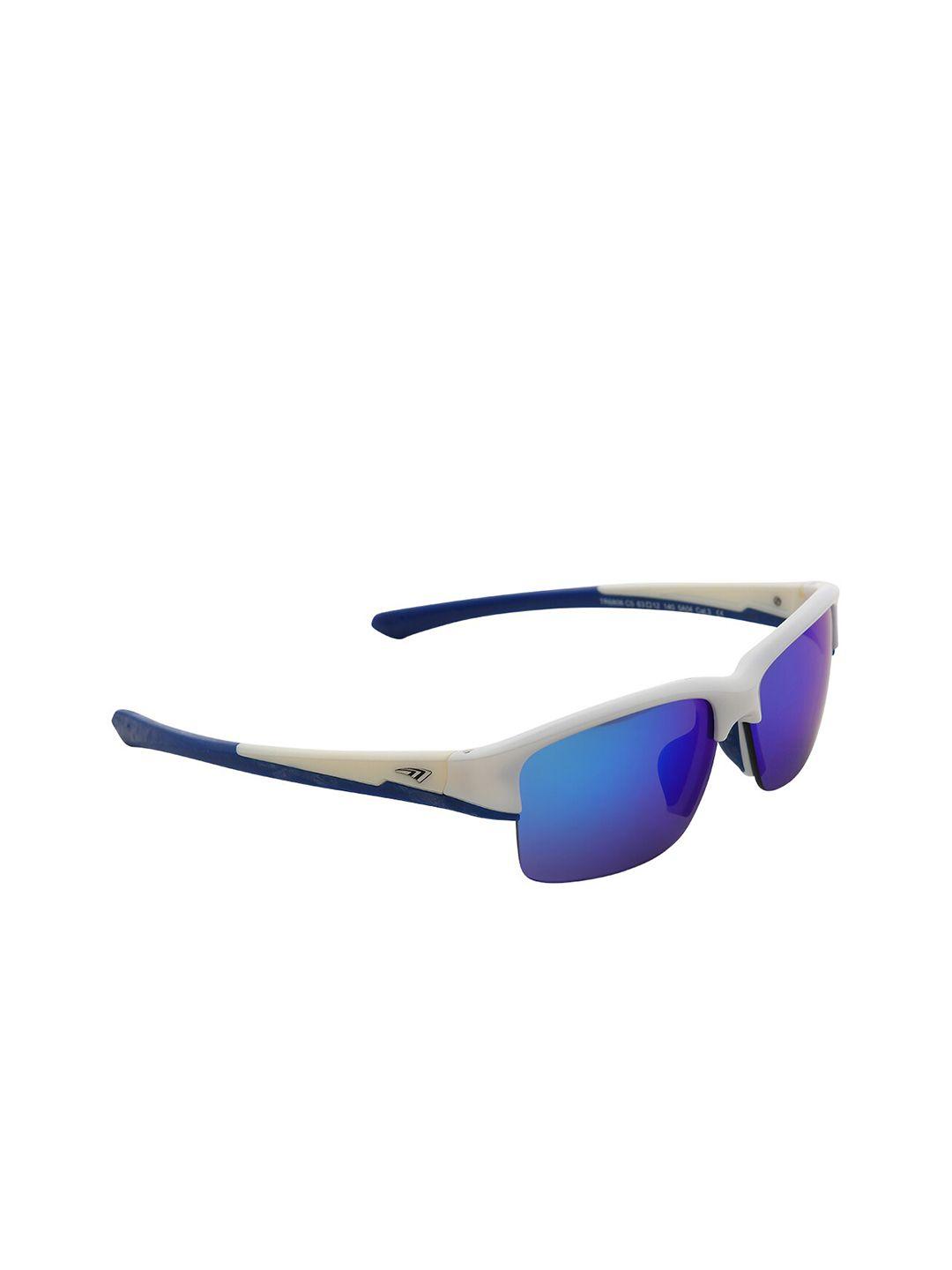 charles london men blue lens & white sports sunglasses with uv protected lens