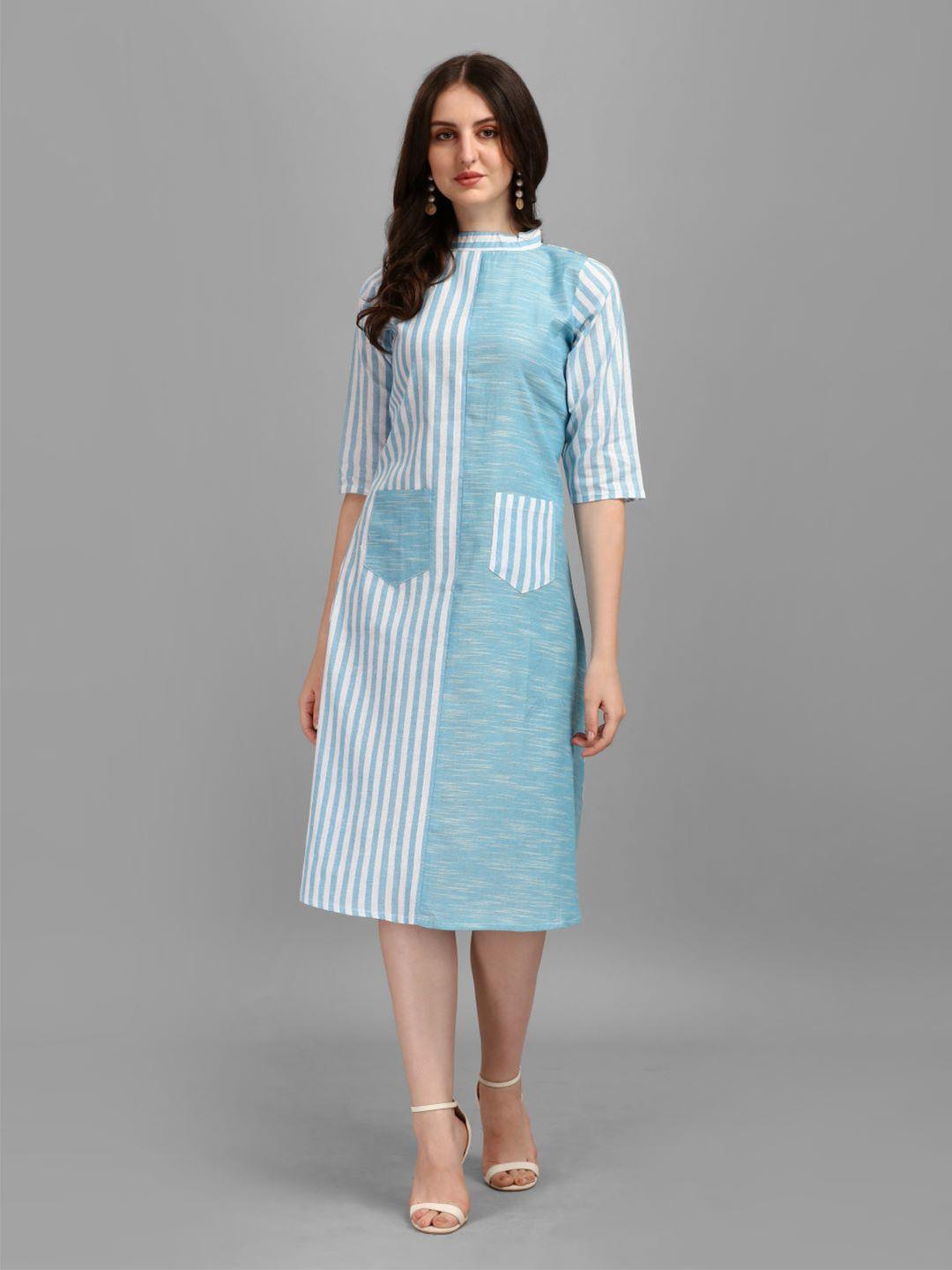 gufrina women blue striped a-line midi dress