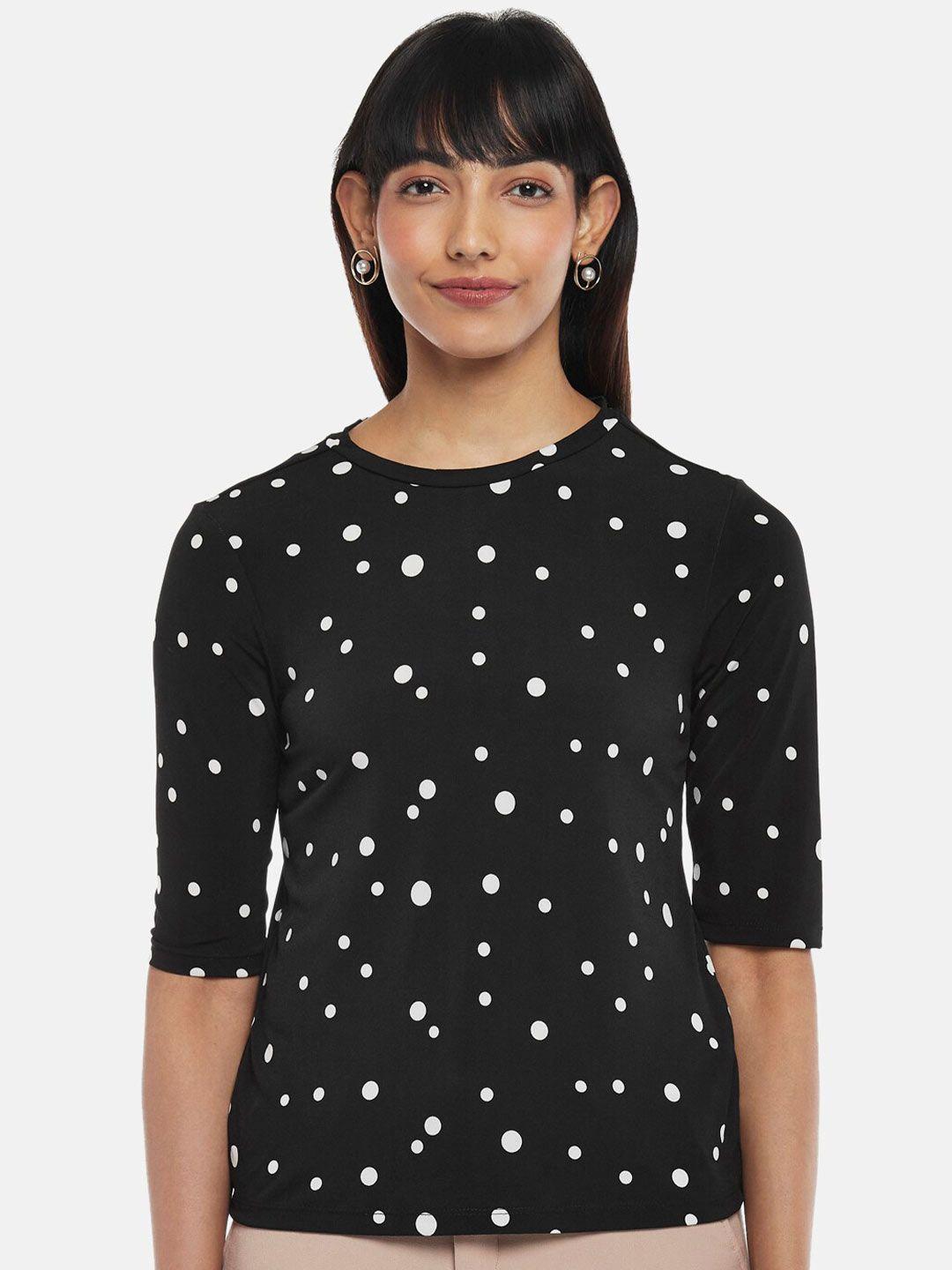 annabelle by pantaloons women black polka dots print top