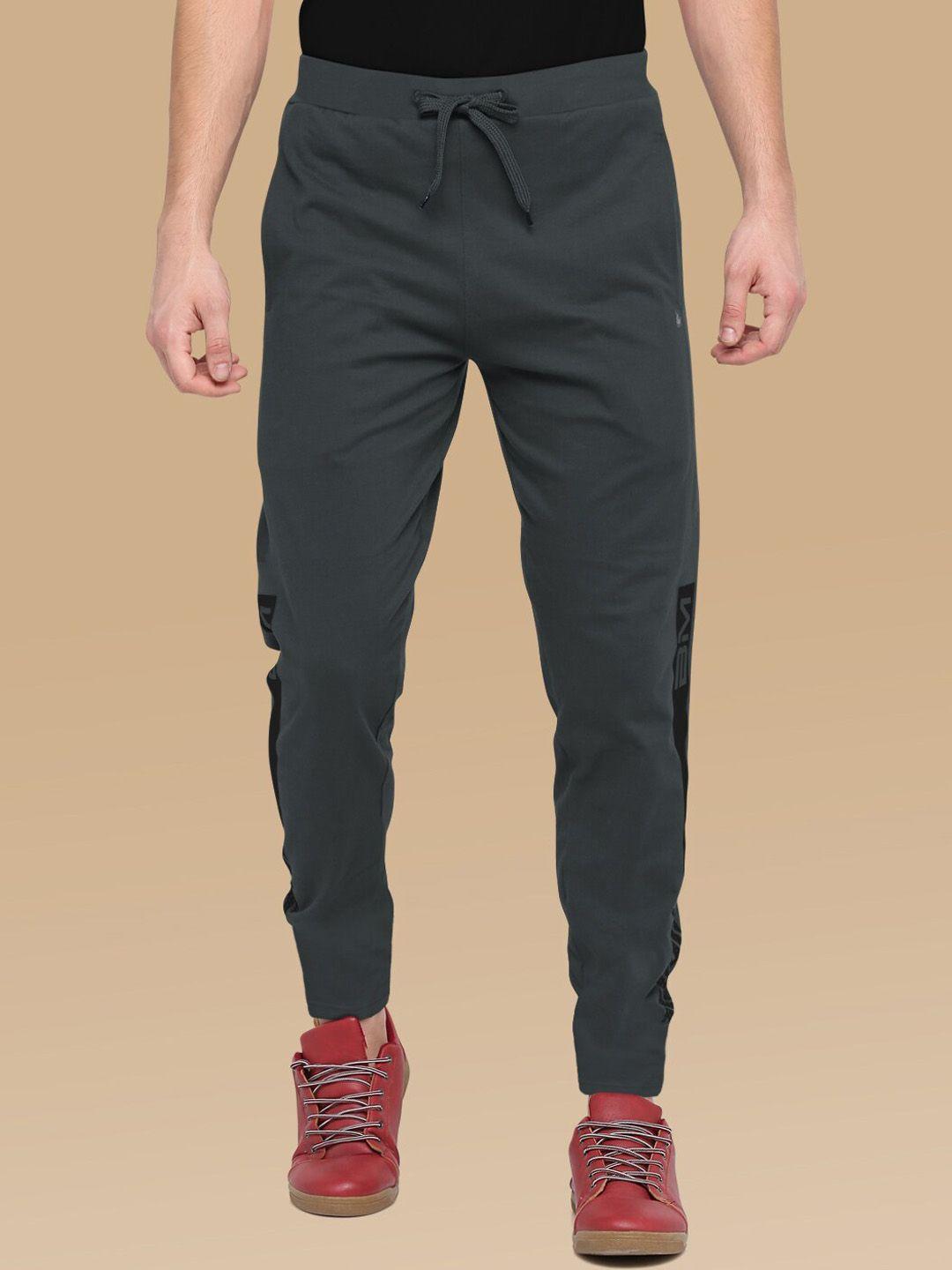 bullmer men grey brand logo printed track pants