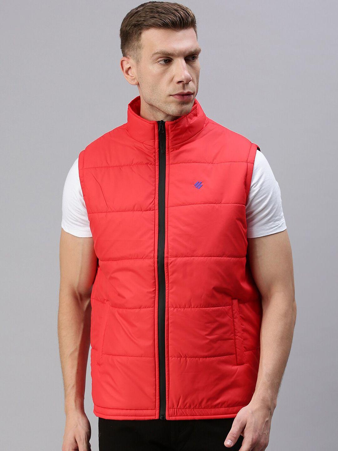 onn men red longline puffer jacket