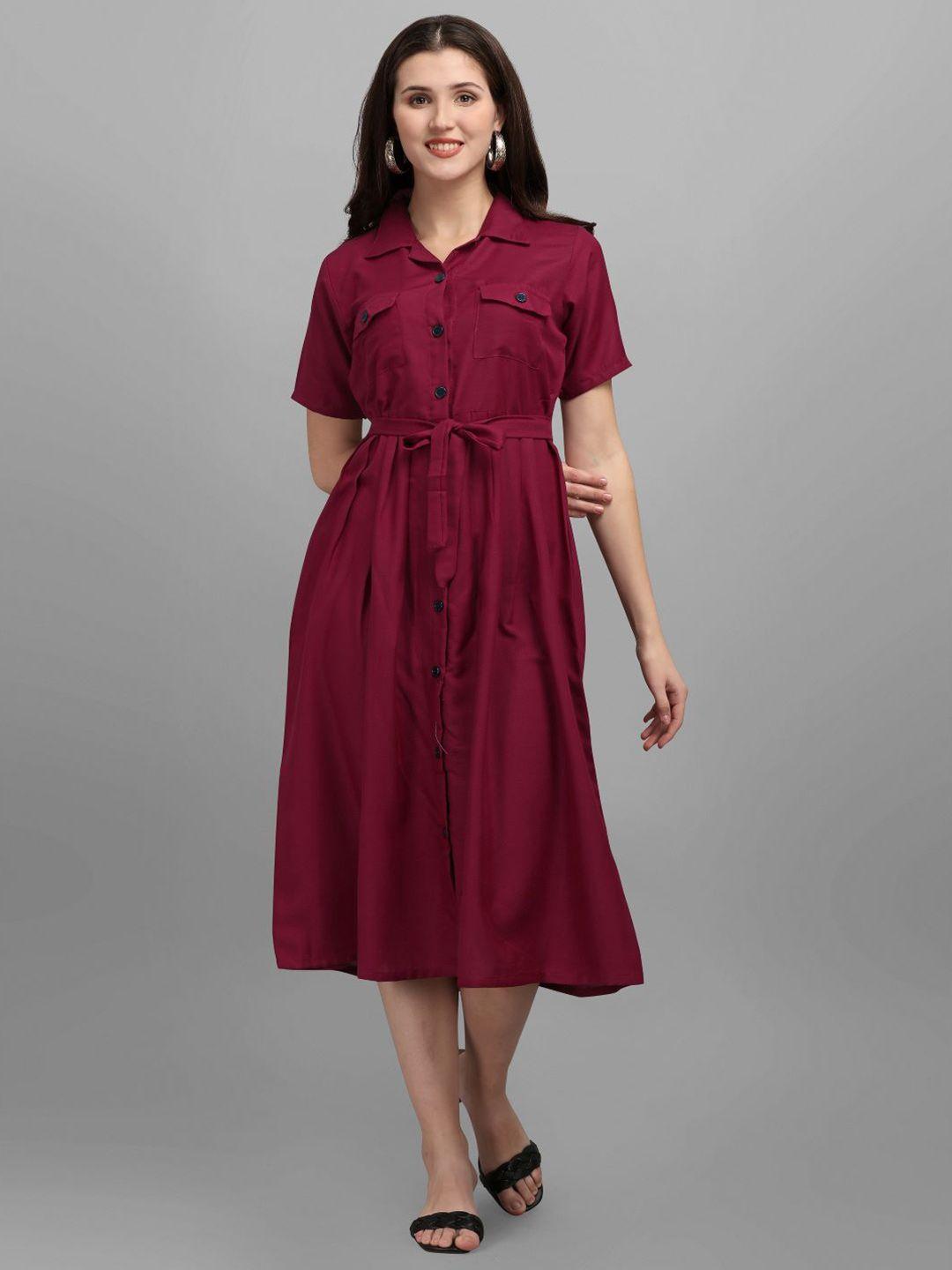 gufrina maroon shirt midi dress