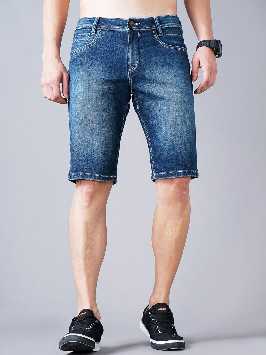 jean cafe men blue washed slim fit denim shorts