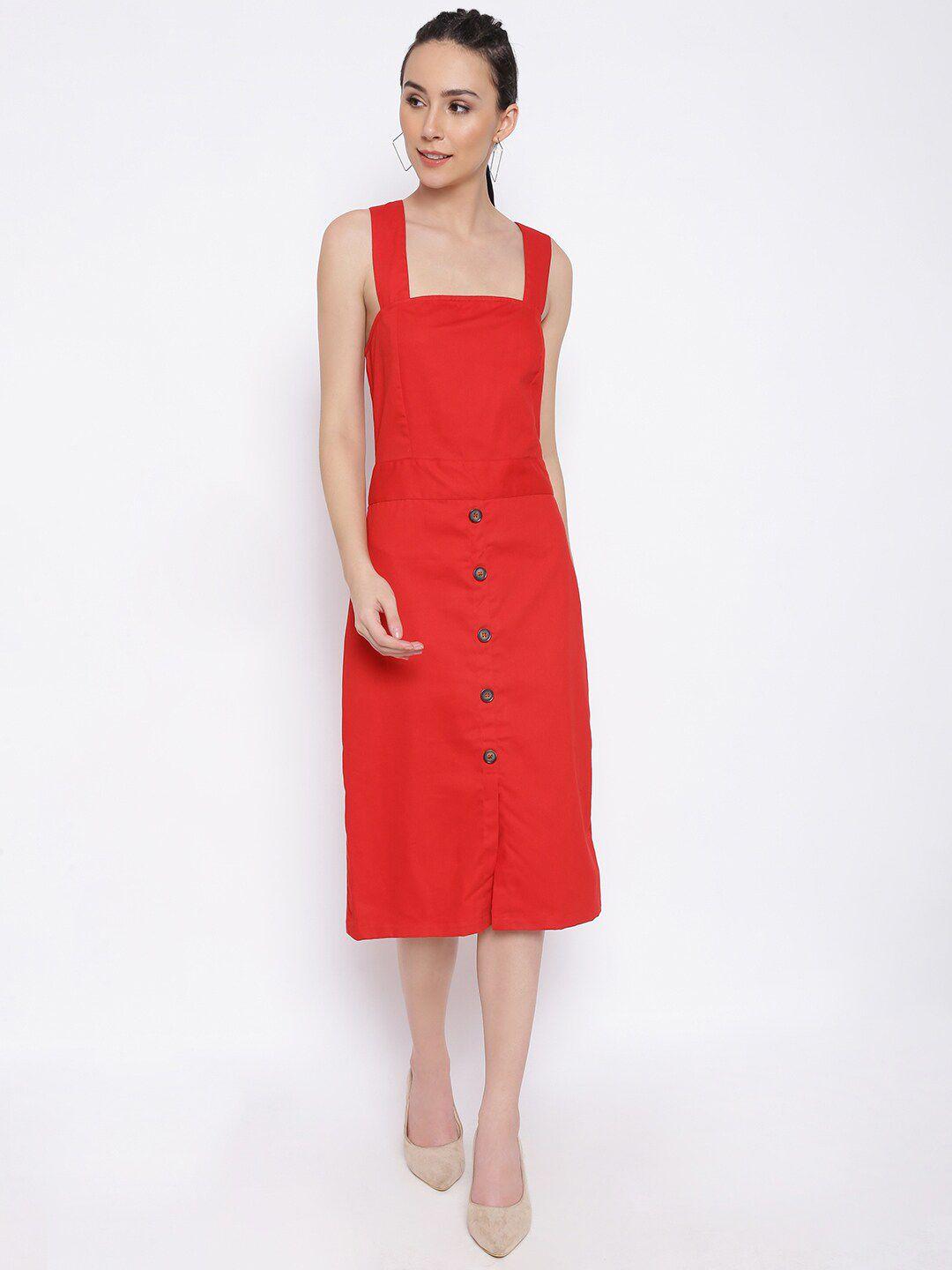 marc louis red sheath midi dress