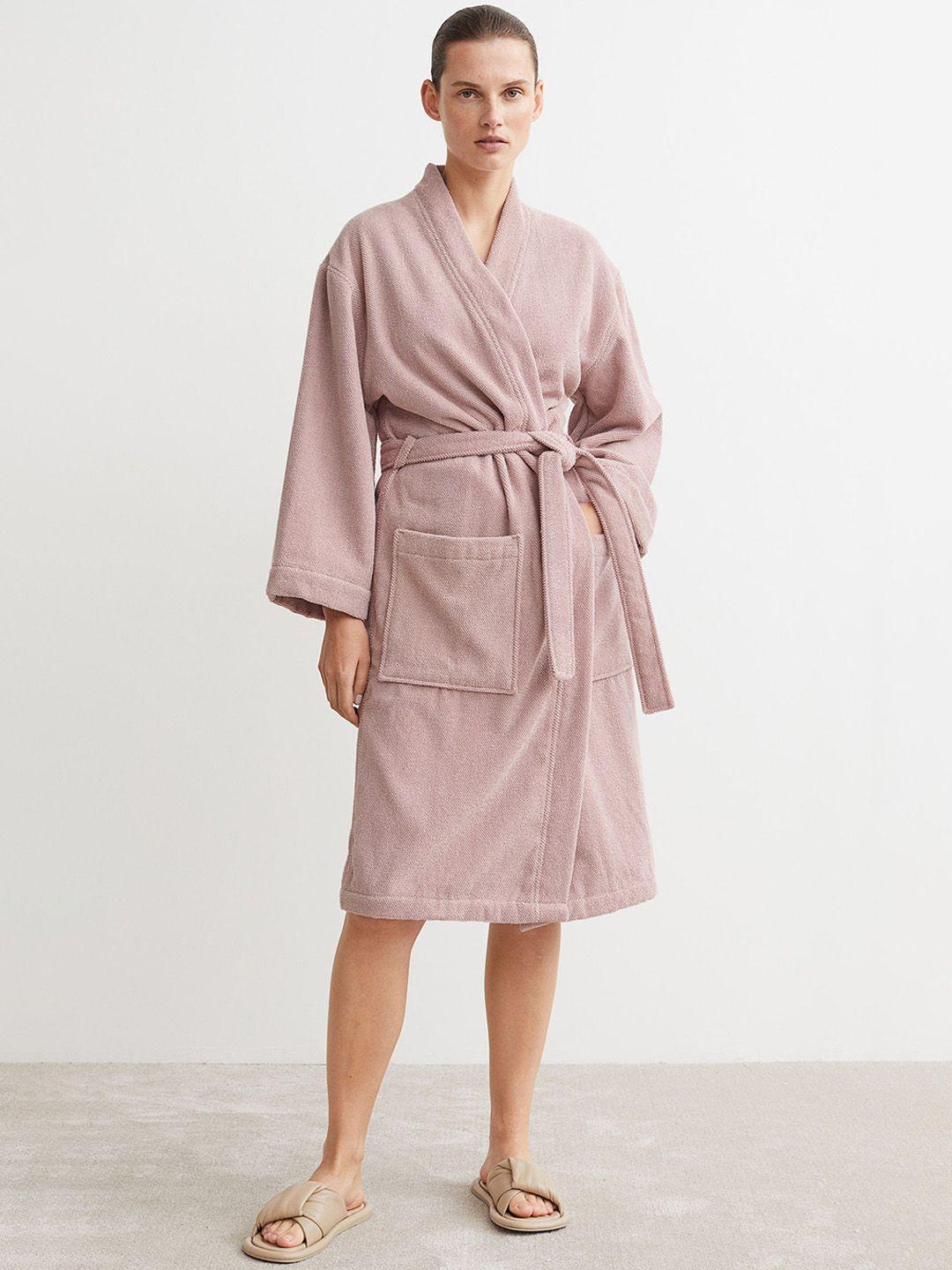 h&m women pink terry dressing gown