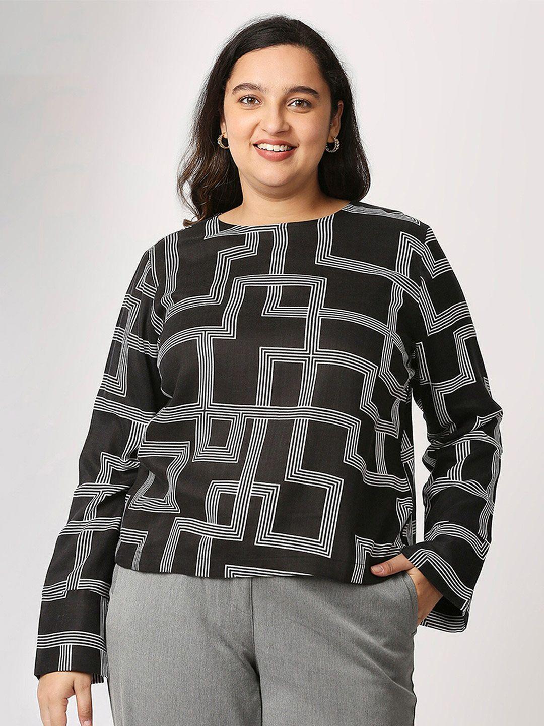 20dresses women plus size black geometric print top