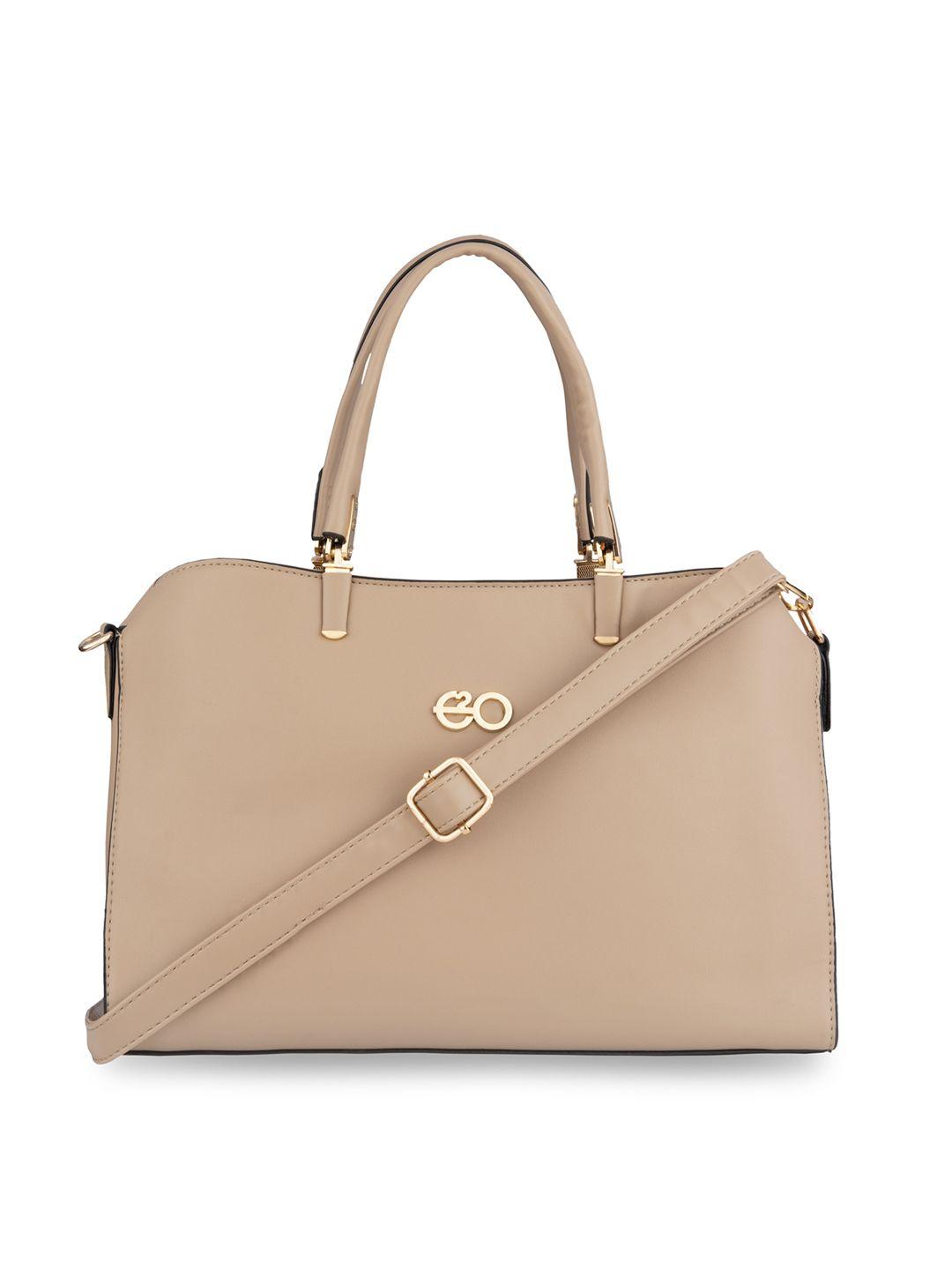 e2o khaki pu structured tote bag