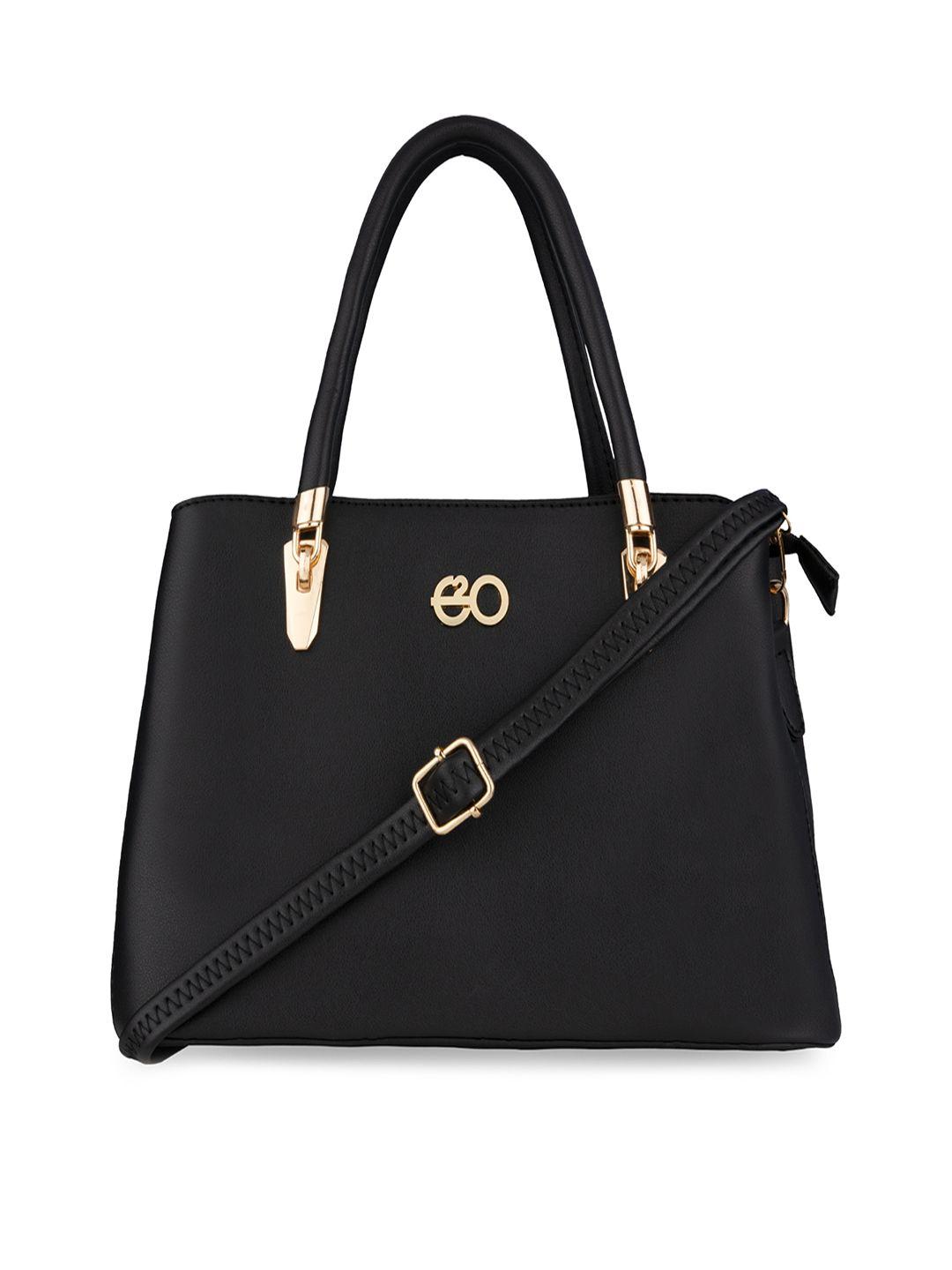 e2o black pu structured handheld bag