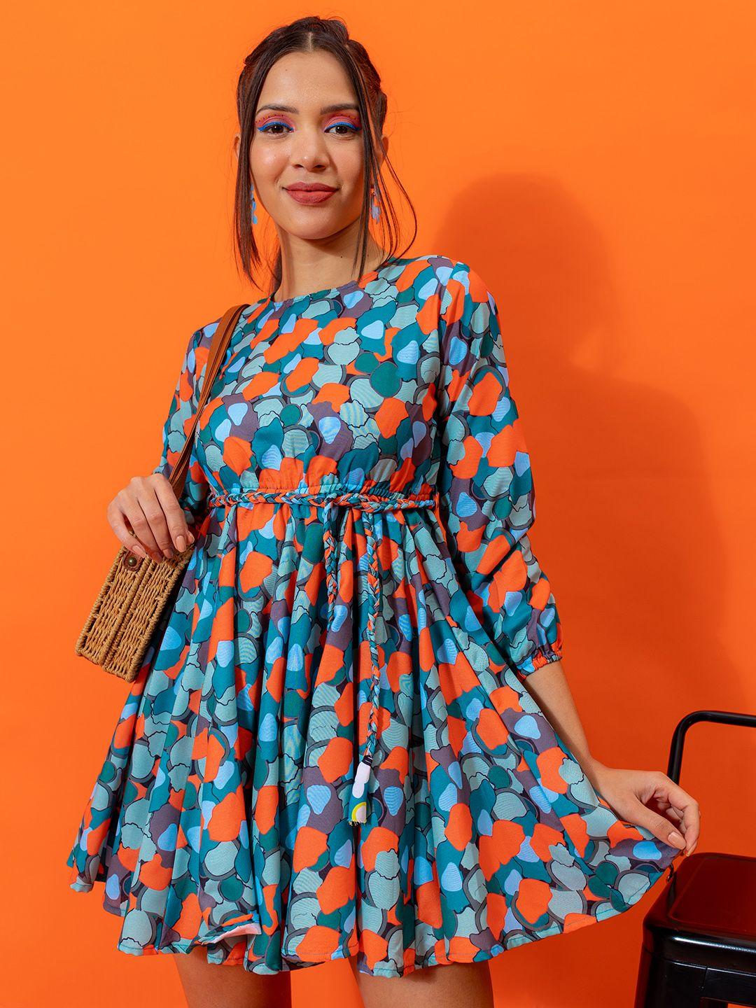 stylecast x hersheinbox abstract fit & flare dress with gathered details