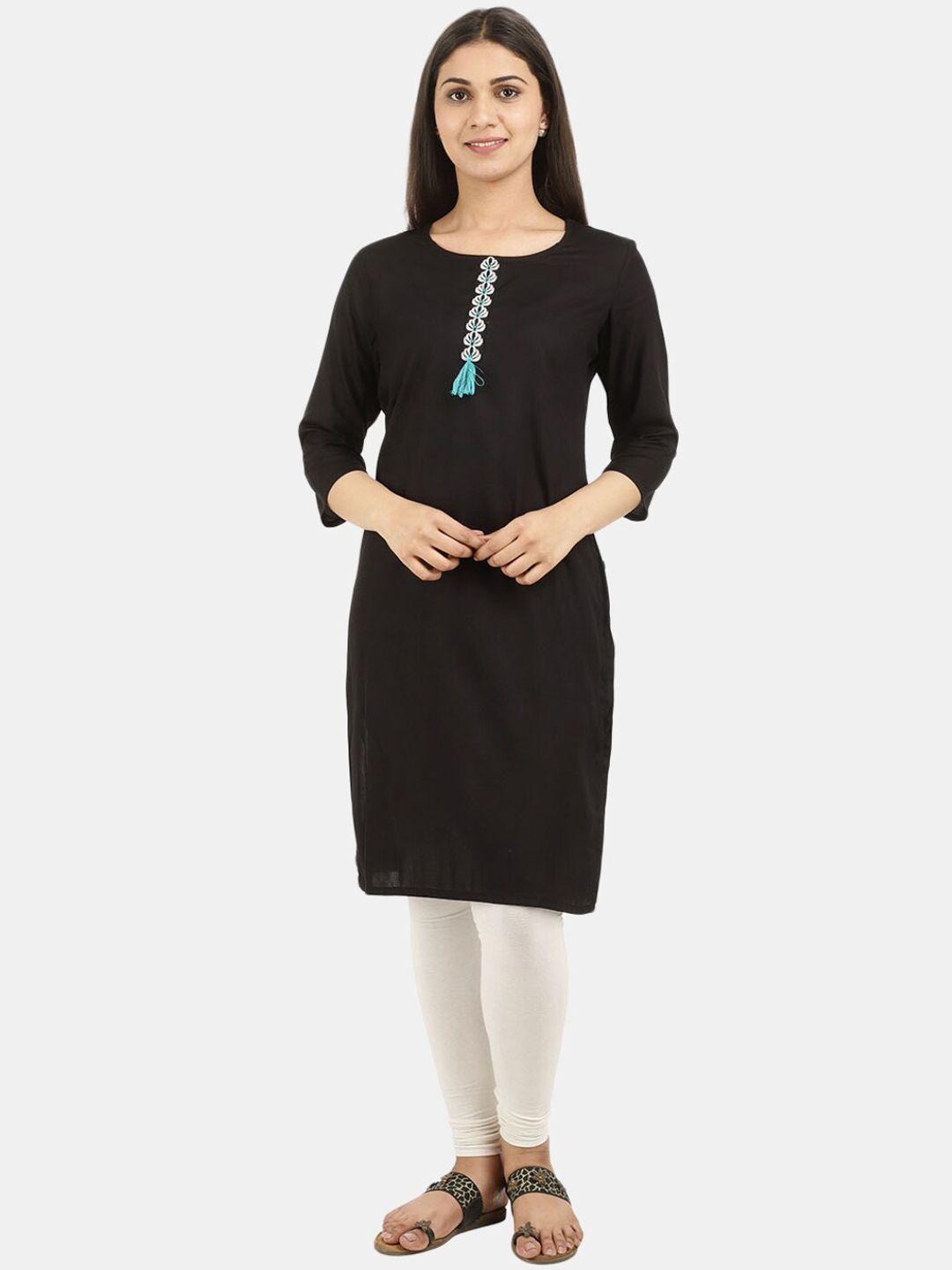 desi mix women black & white embellished kurta