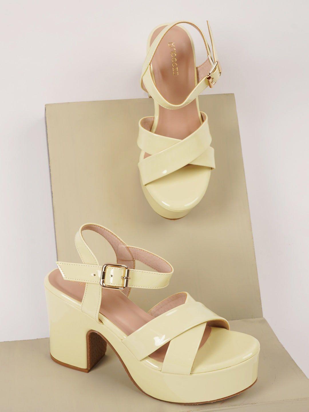 rubeezz yellow party block heels