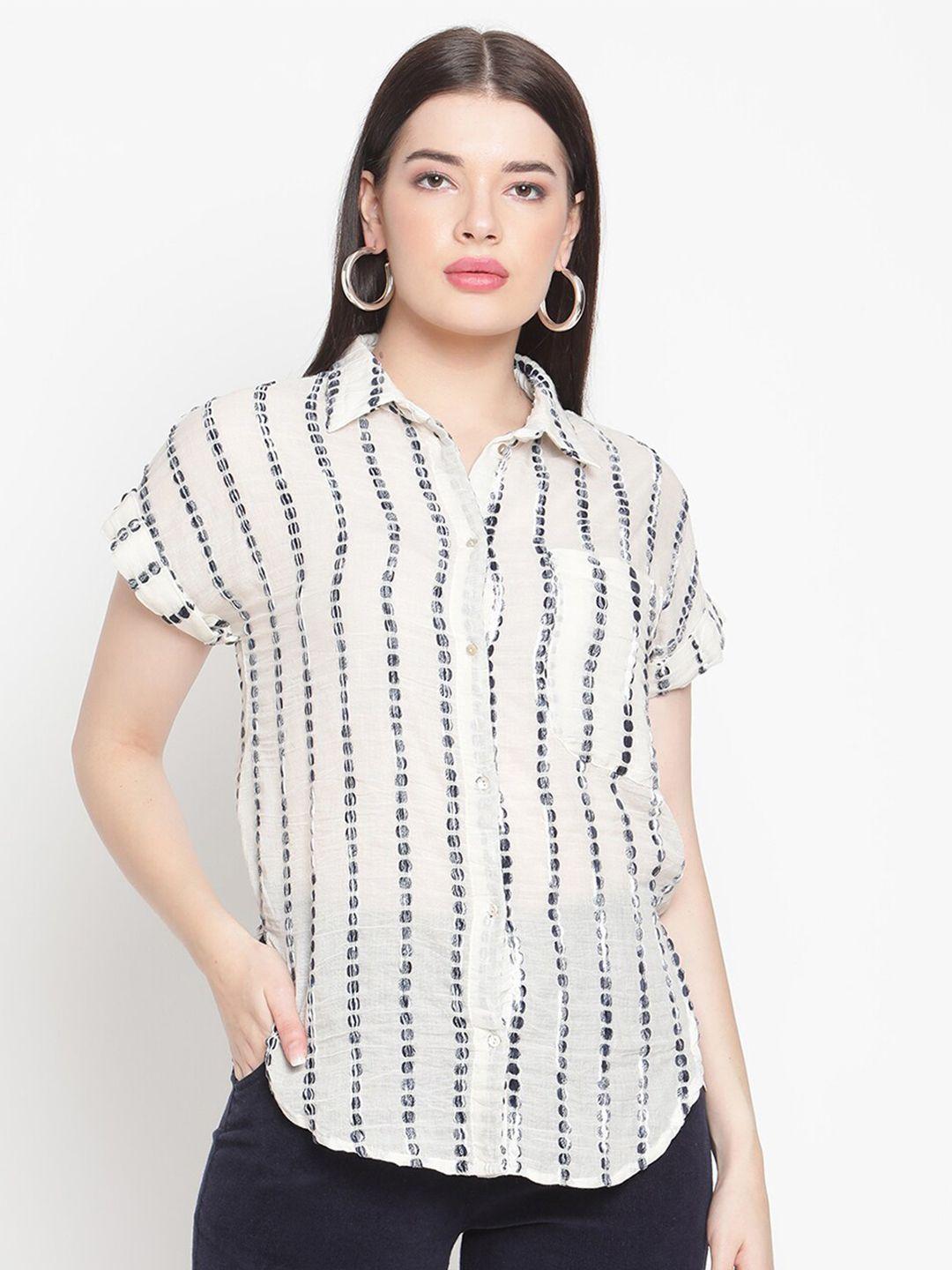 amagyaa white geometric print shirt style top