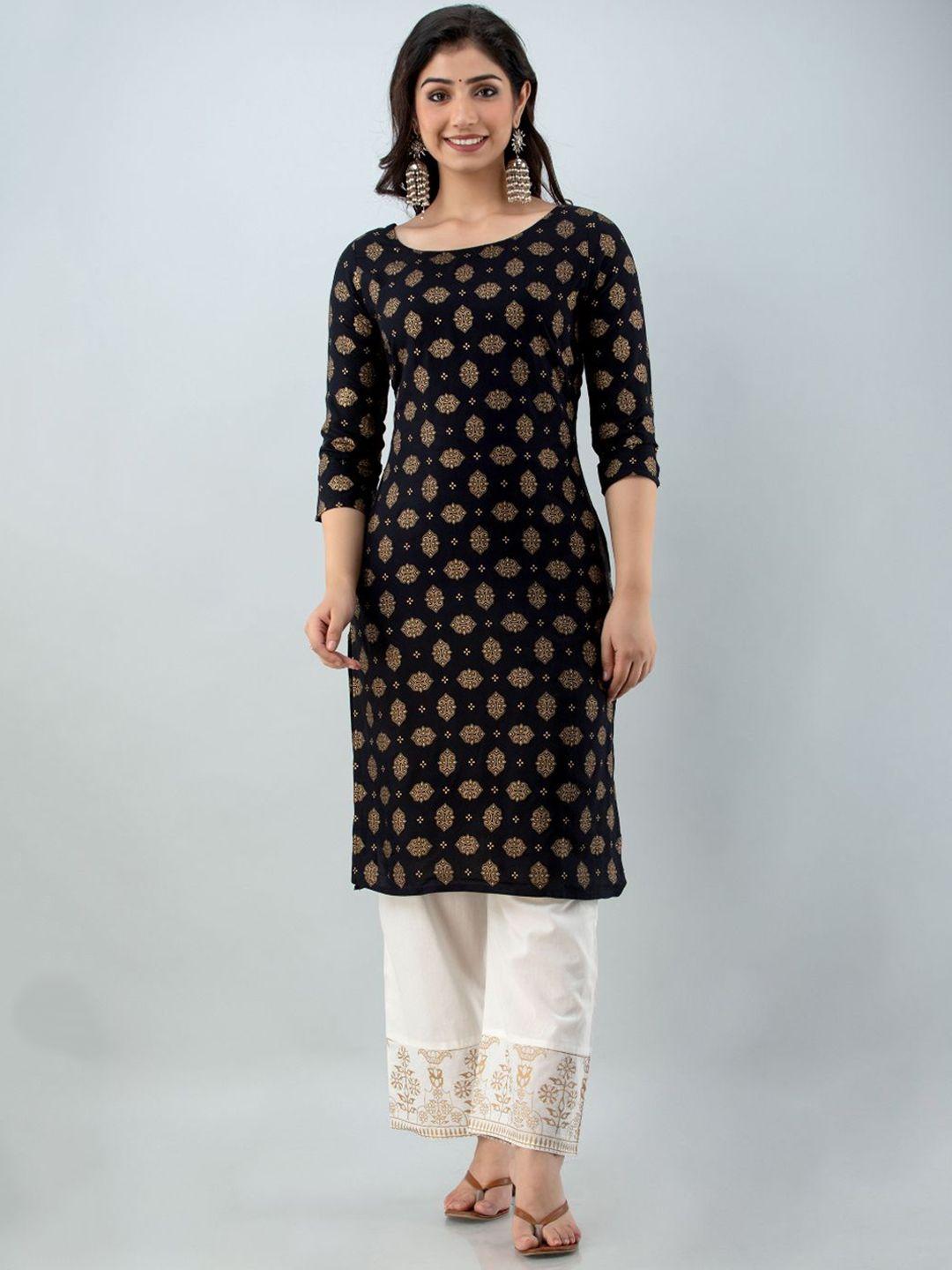 lovista women black ethnic motifs printed top with sharara & with dupatta