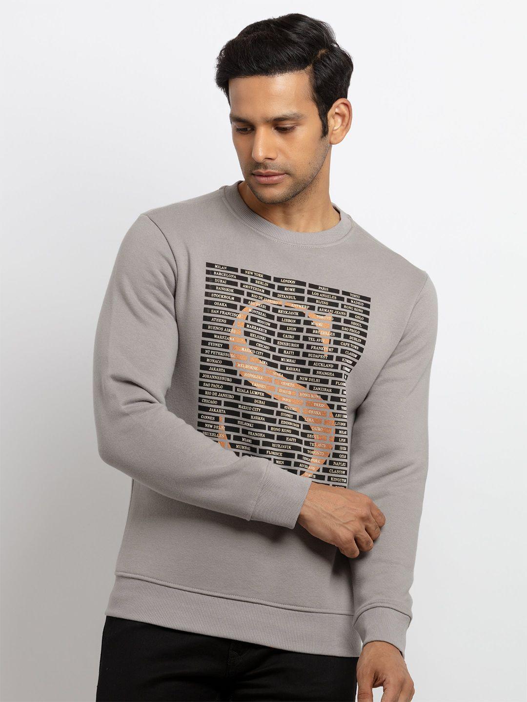 status quo men silver-toned printed sweatshirt