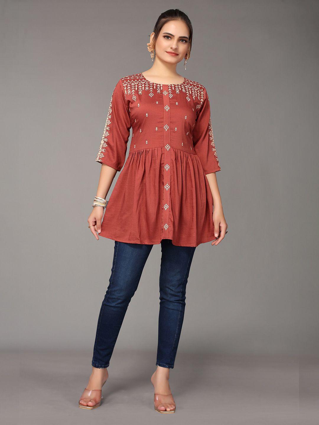 nimayaa rust printed top