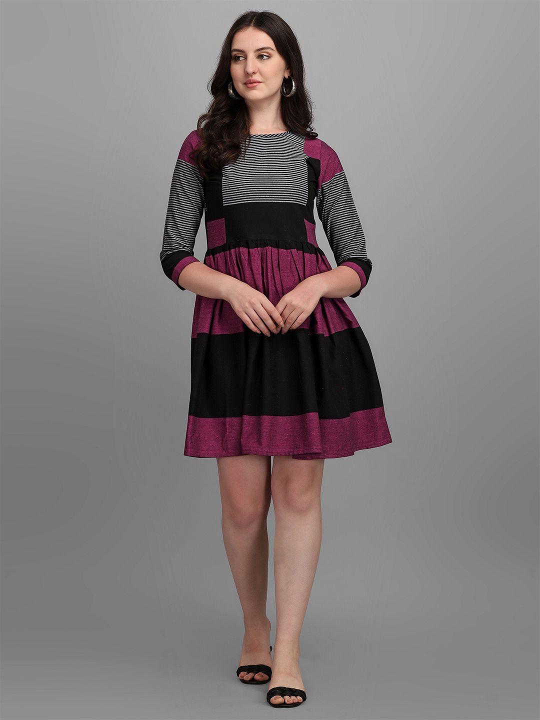 kinjo purple & black colourblocked dress