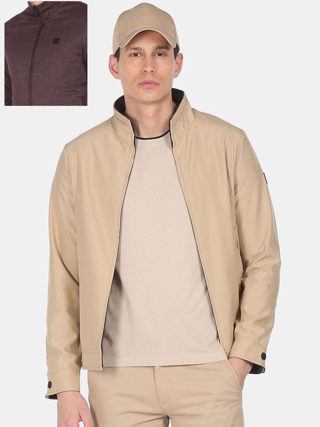 arrow sport men beige brown tailored reversible jacket