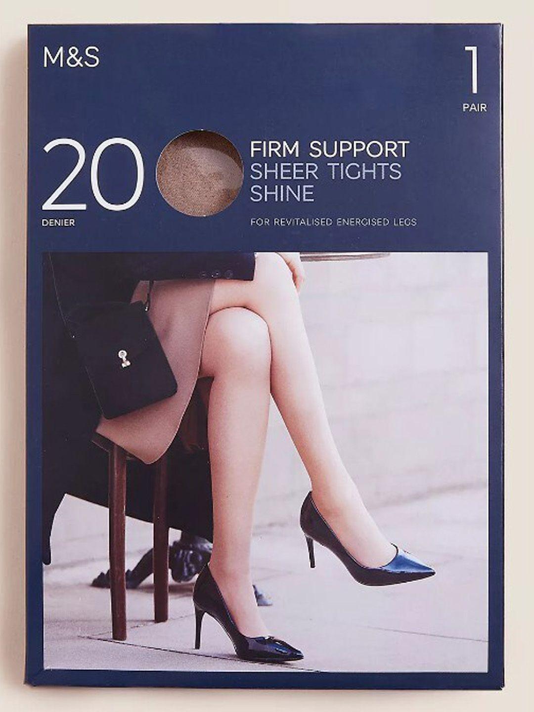 marks & spencer women beige solid sheer stockings