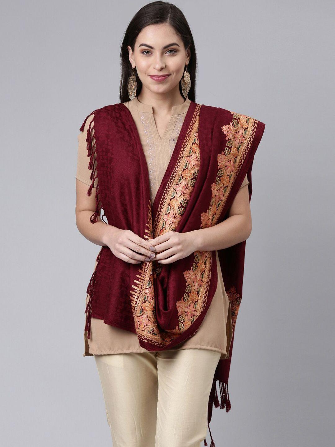 pashmoda women maroon  embroidered shawl