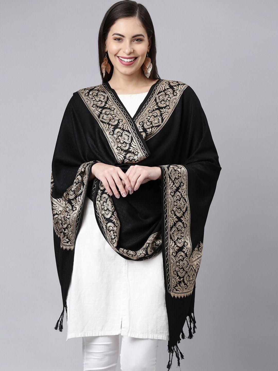 pashmoda women black aari embroidered shawl