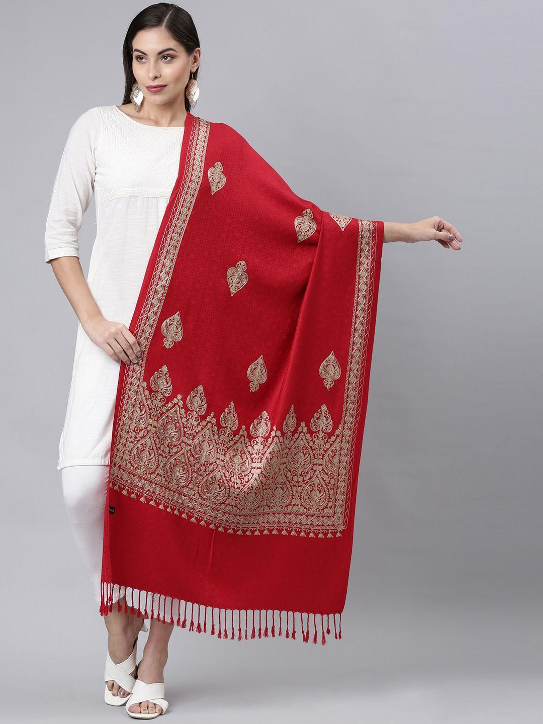 pashmoda women maroon aari embroidered kashmiri shawl