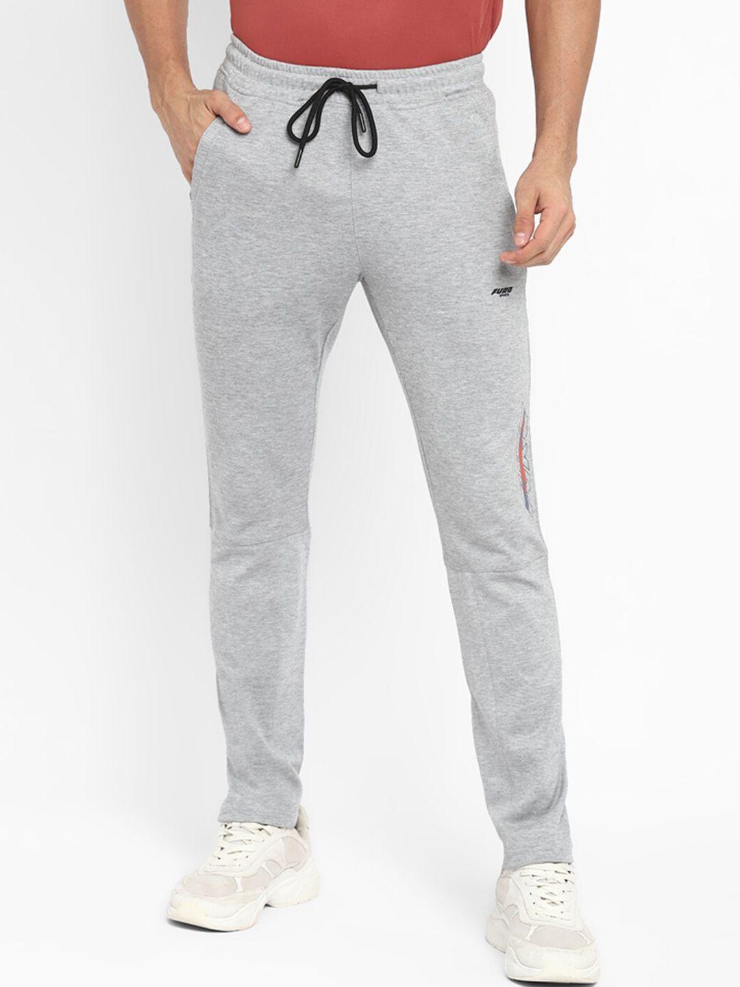 furo by red chief men grey solid mid-rise track pants