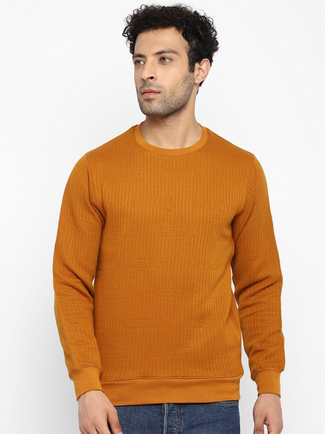 red chief men mustard full sleeves regular fit cotton poly sweatshirt