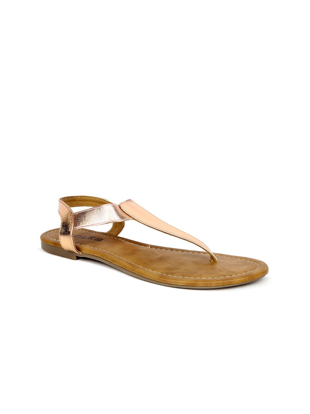 soles women rose gold t-strap flats