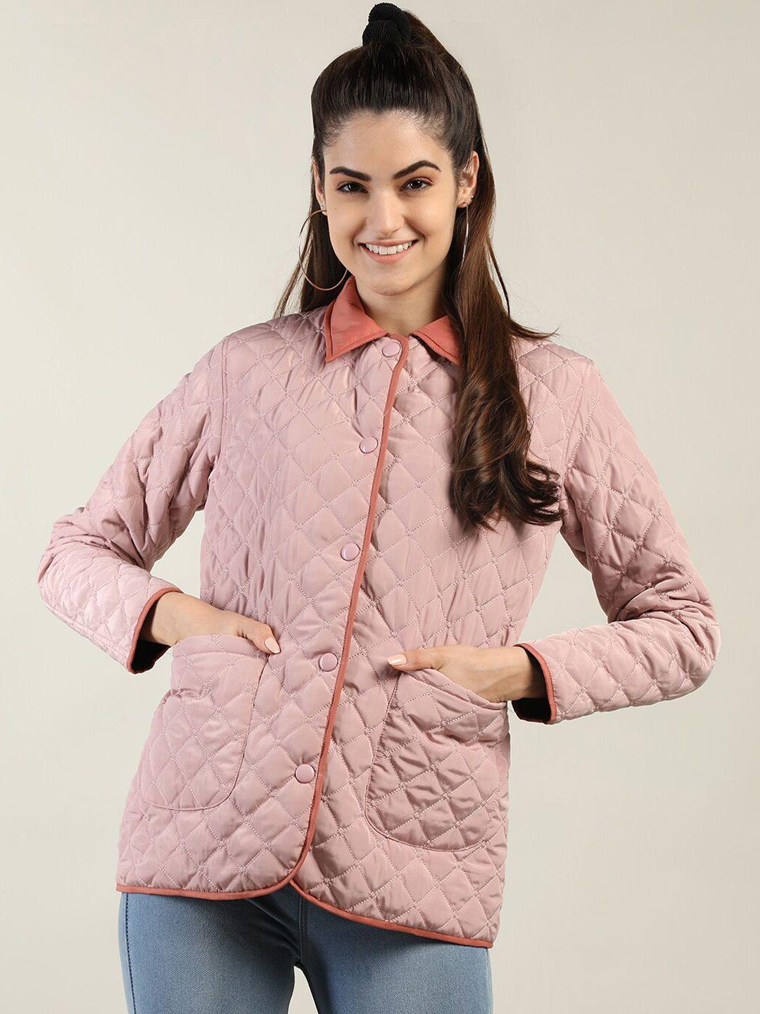 dlanxa women pink leather quilted jacket