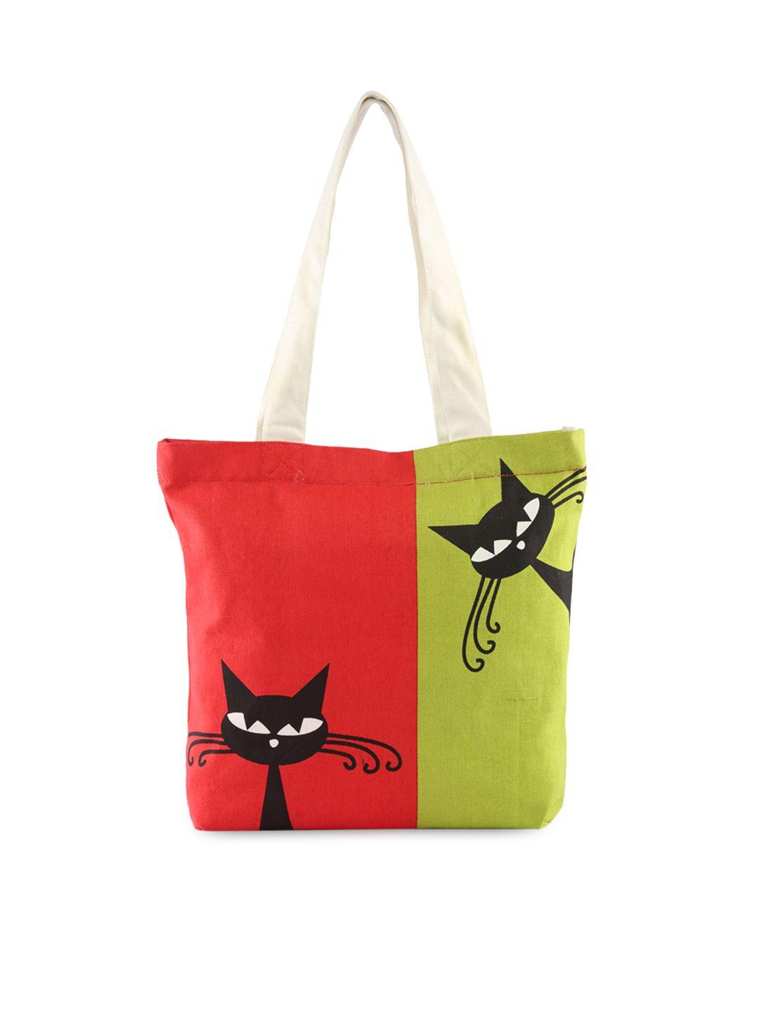 vivinkaa red & green printed tote bag