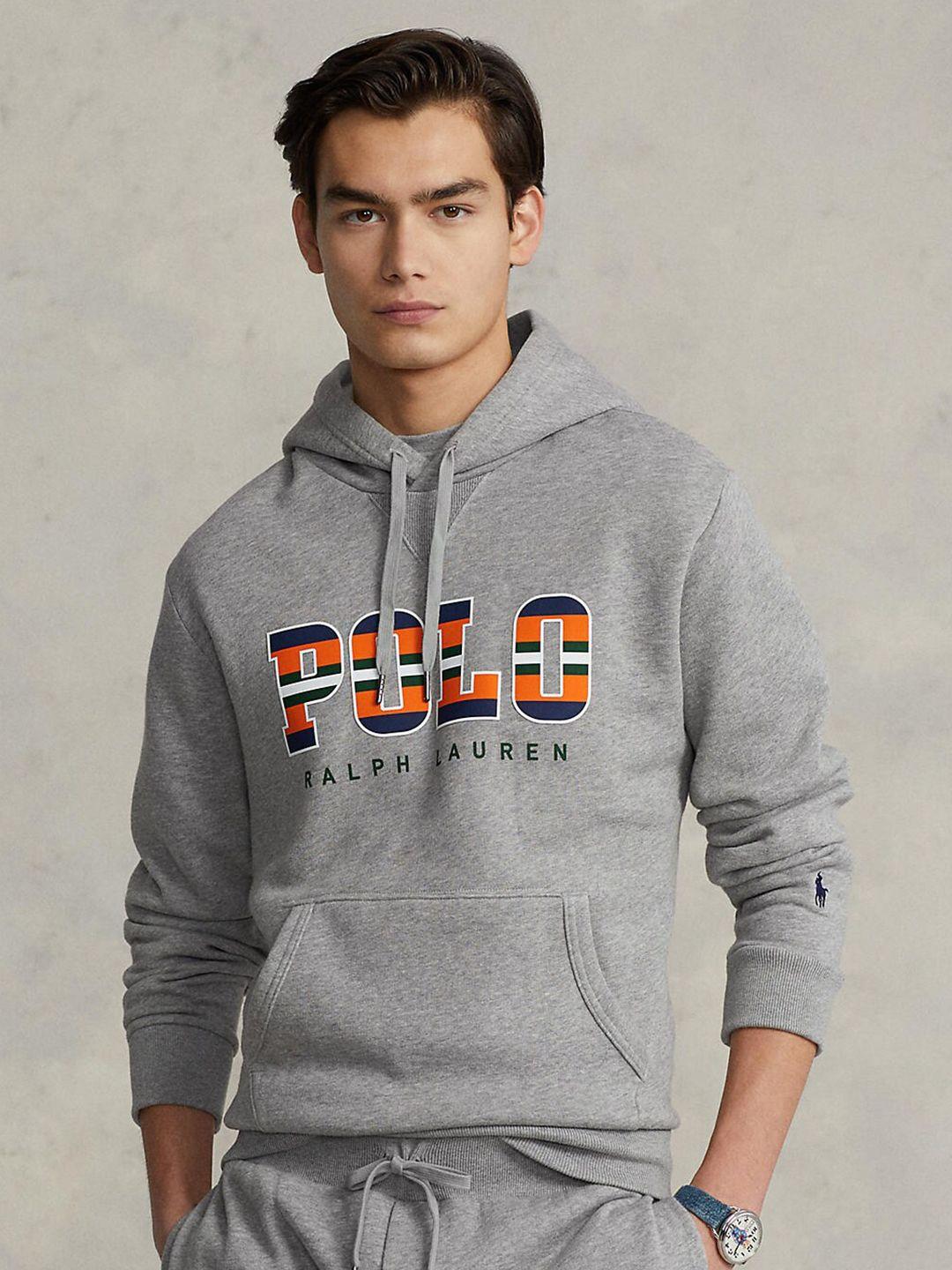 polo ralph lauren men grey & orange printed cotton sweatshirts