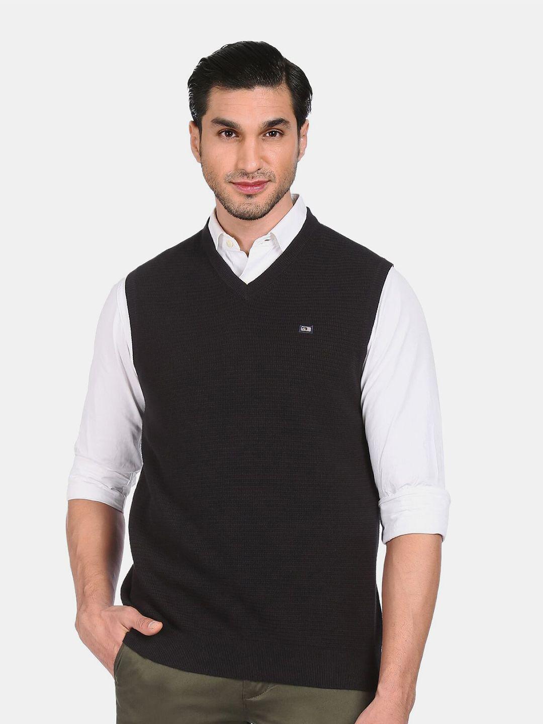 arrow sport men black sweater vest