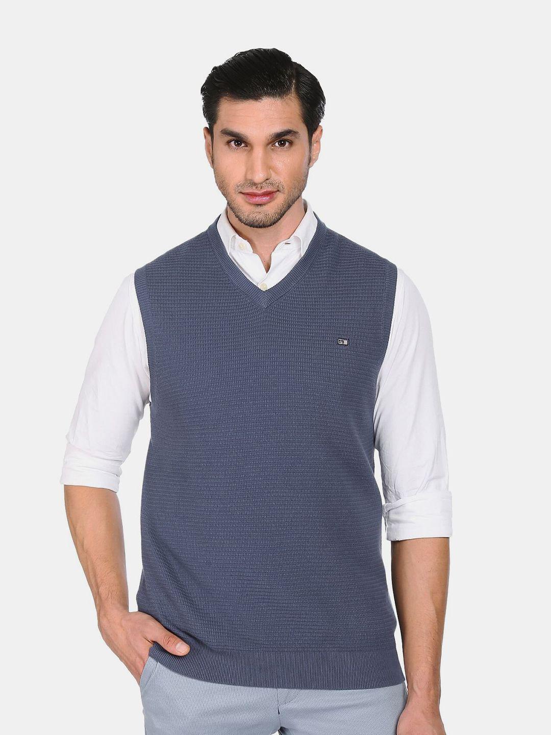 arrow sport men blue sweater vest