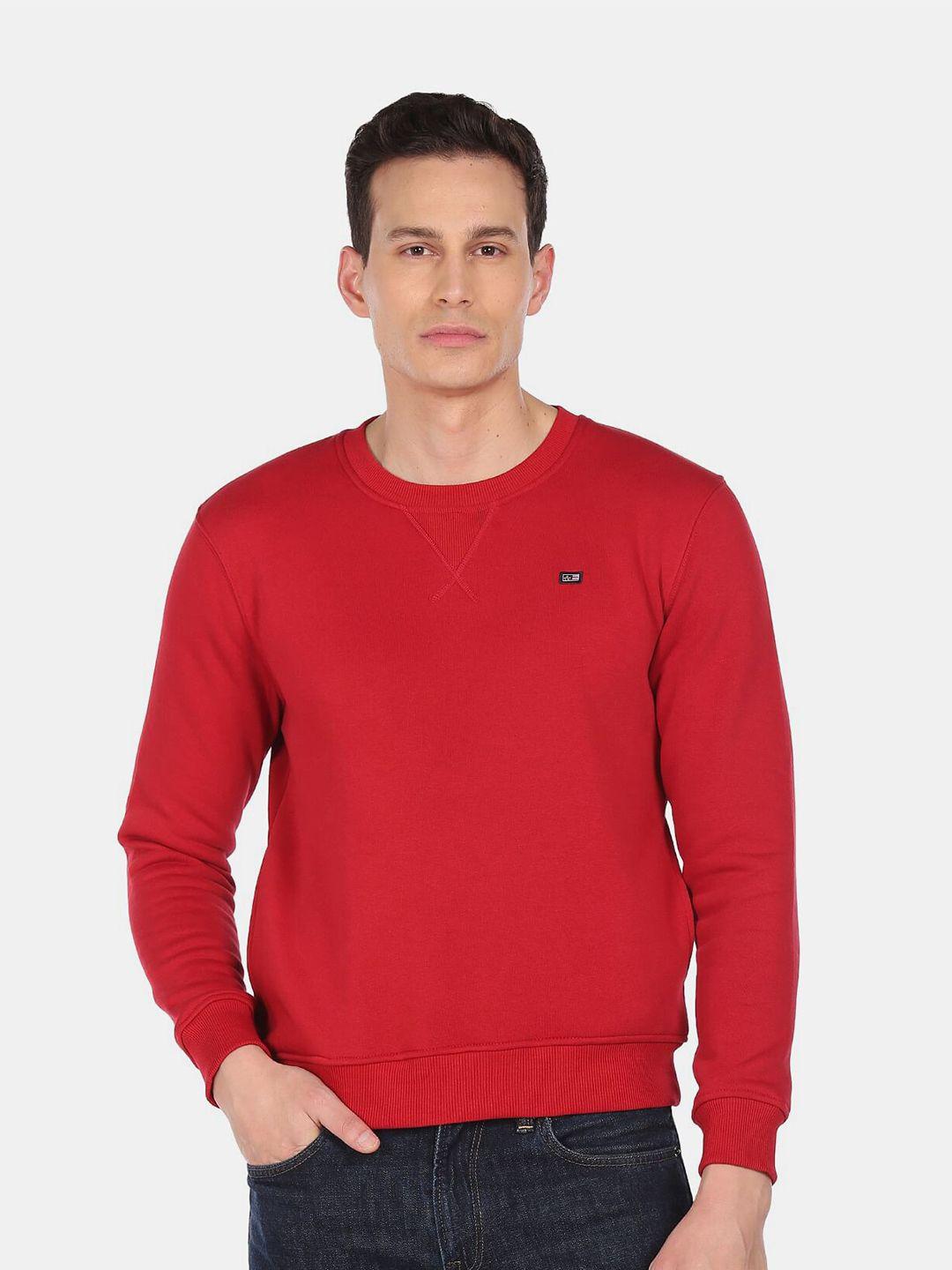 arrow sport men red solid sweatshirt