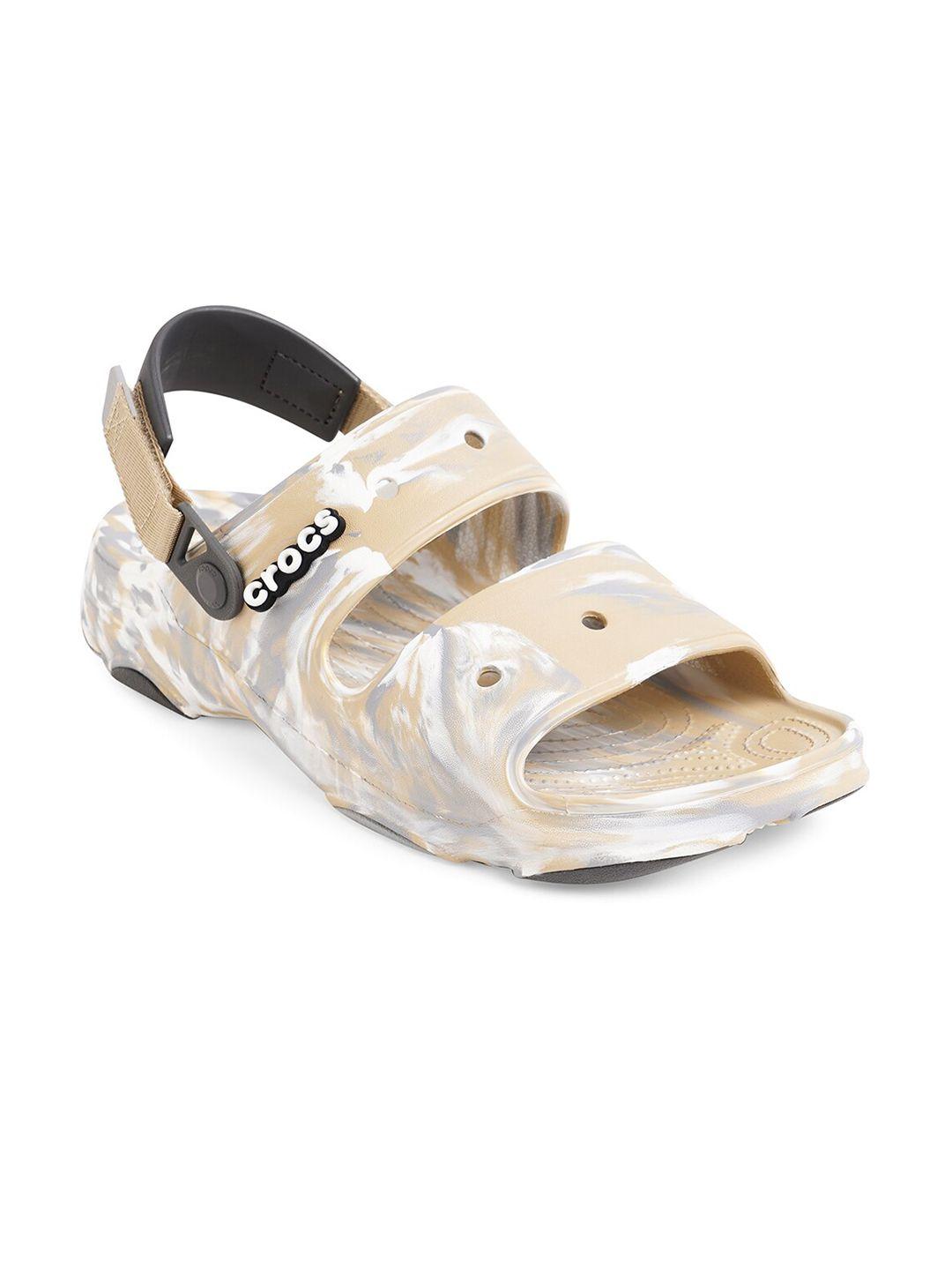 crocs unisex cream-coloured & grey comfort sandals