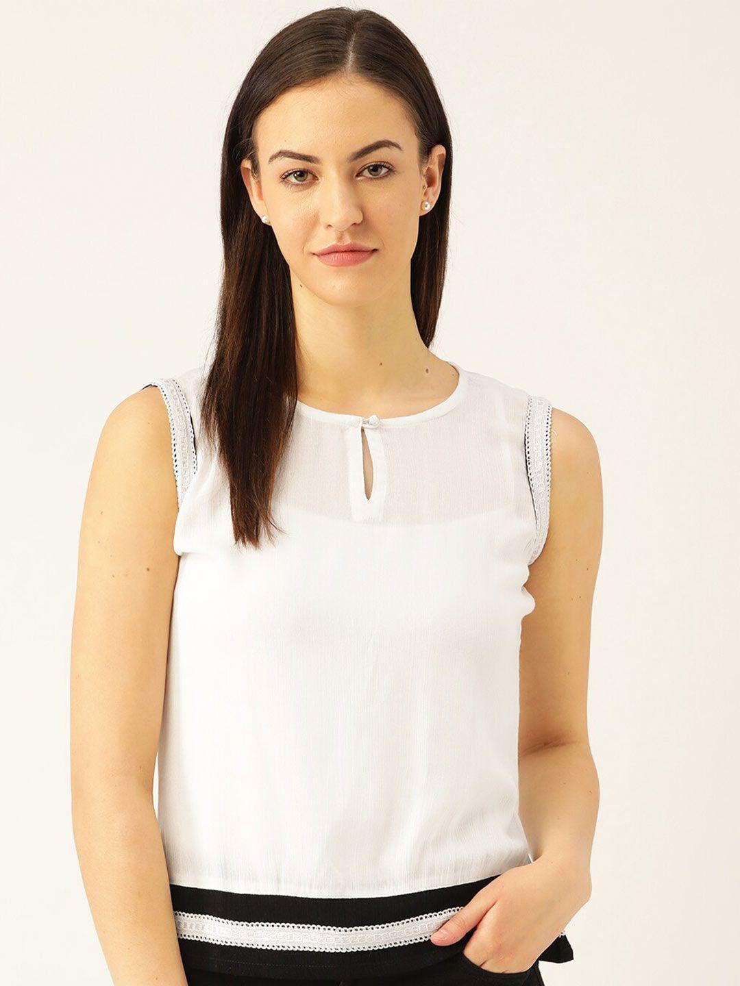 marc loire white keyhole neck top