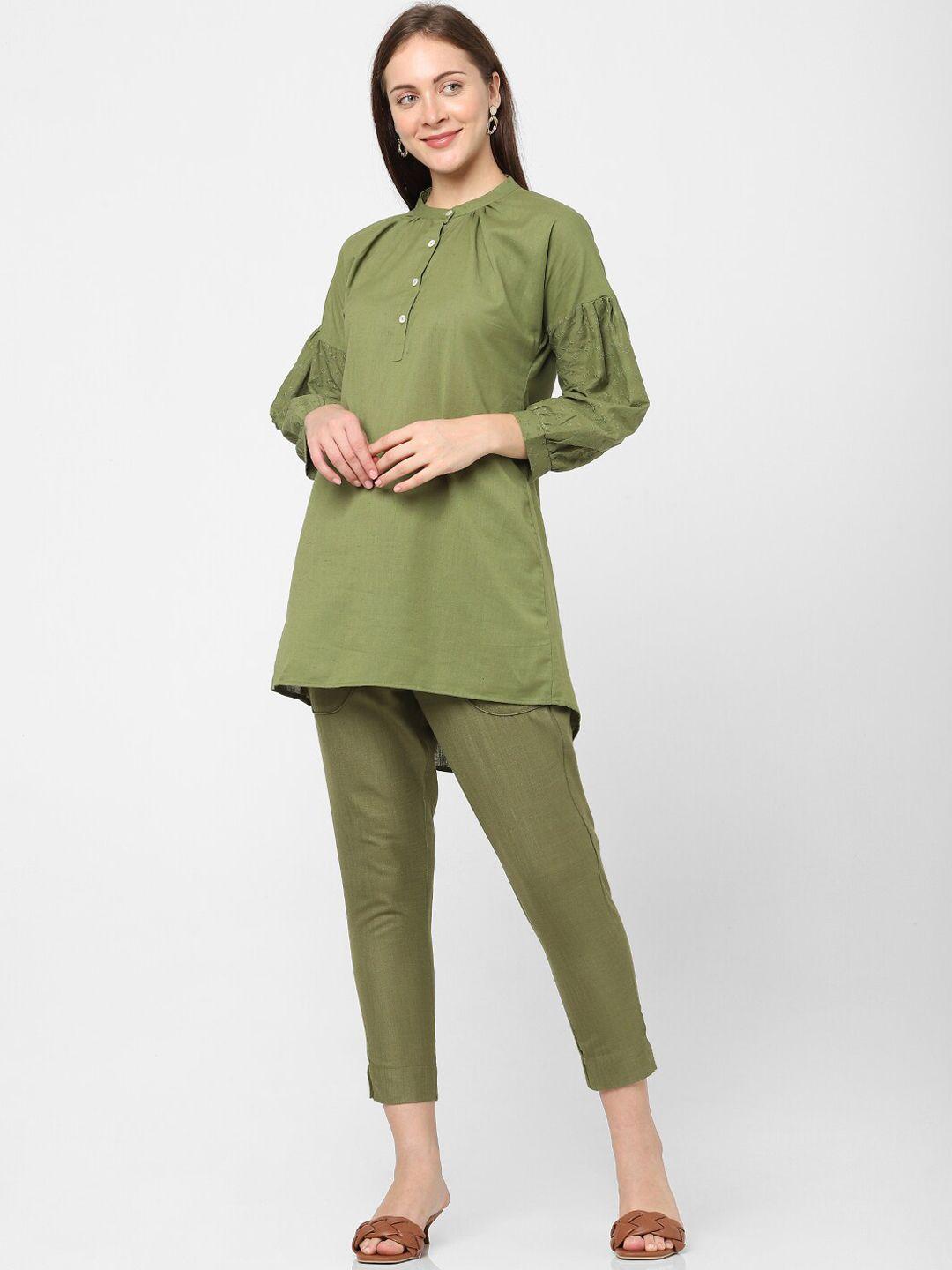 indifusion women green kurta