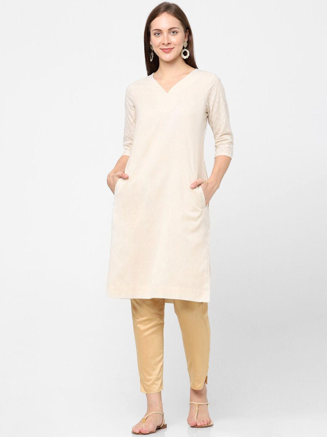 indifusion women off white kurta