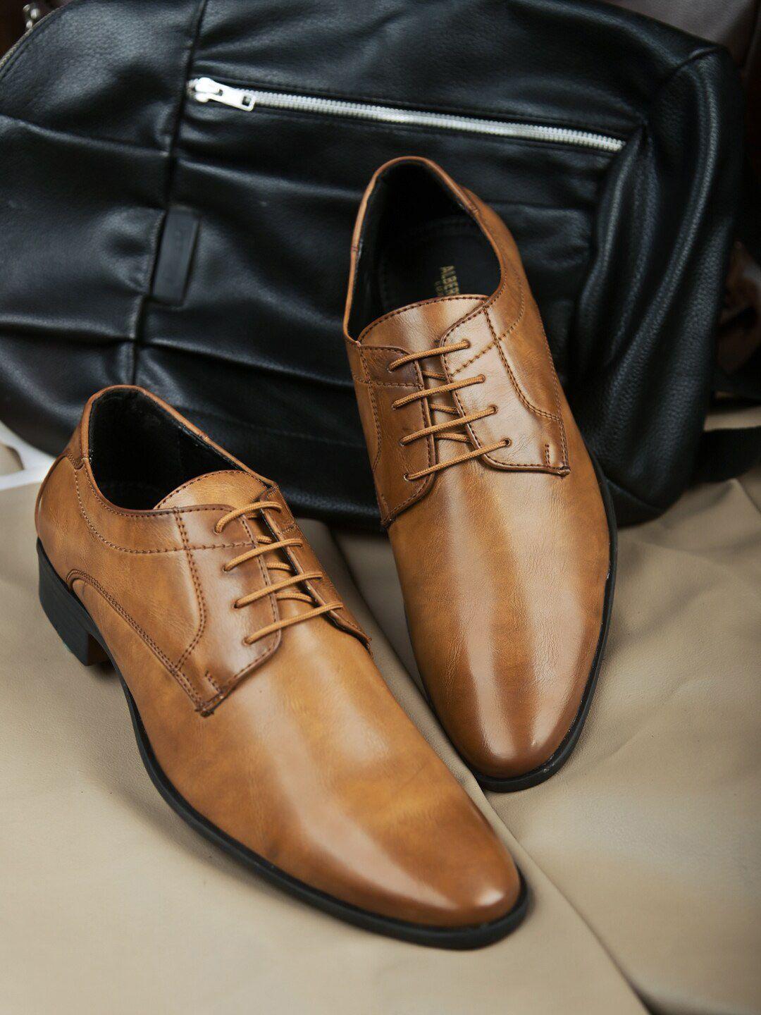 alberto moreno men tan brown solid formal derbys